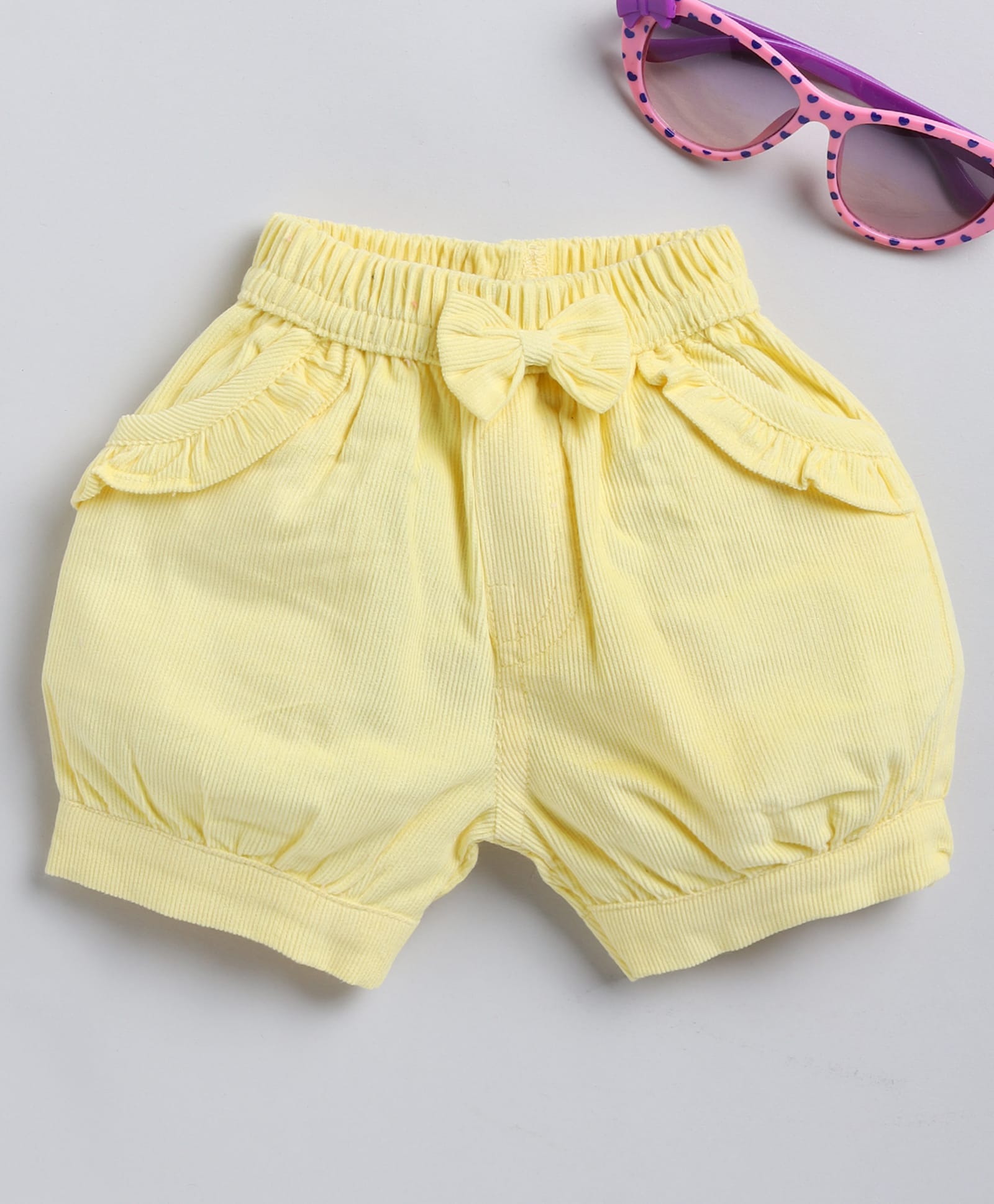 Wonderchild Frill & Bow Applique Detailed Ribbed Shorts - Lime-picture-19
