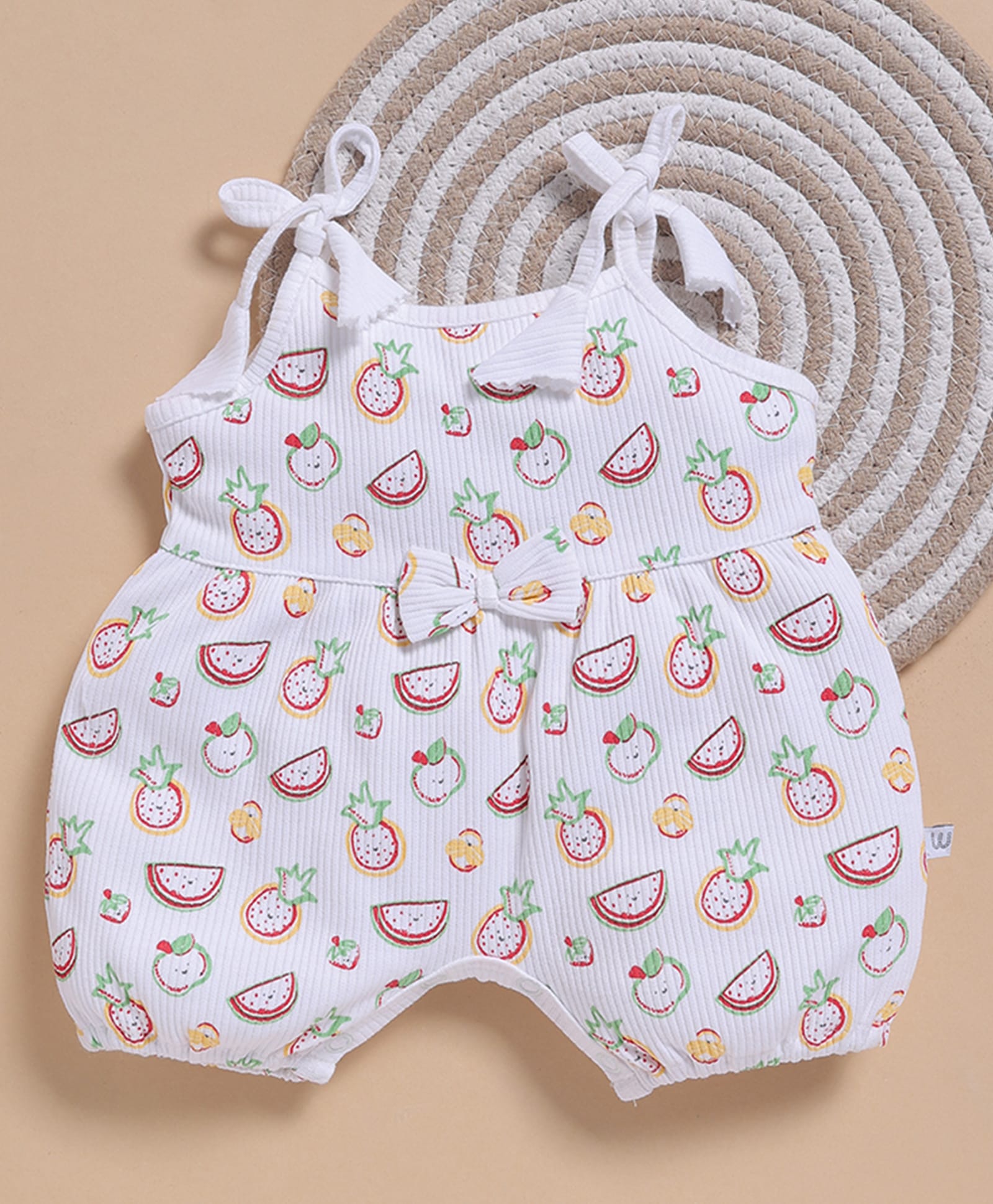 Wonderchild Sleeveless Fruits Printed Romper - White-image-17