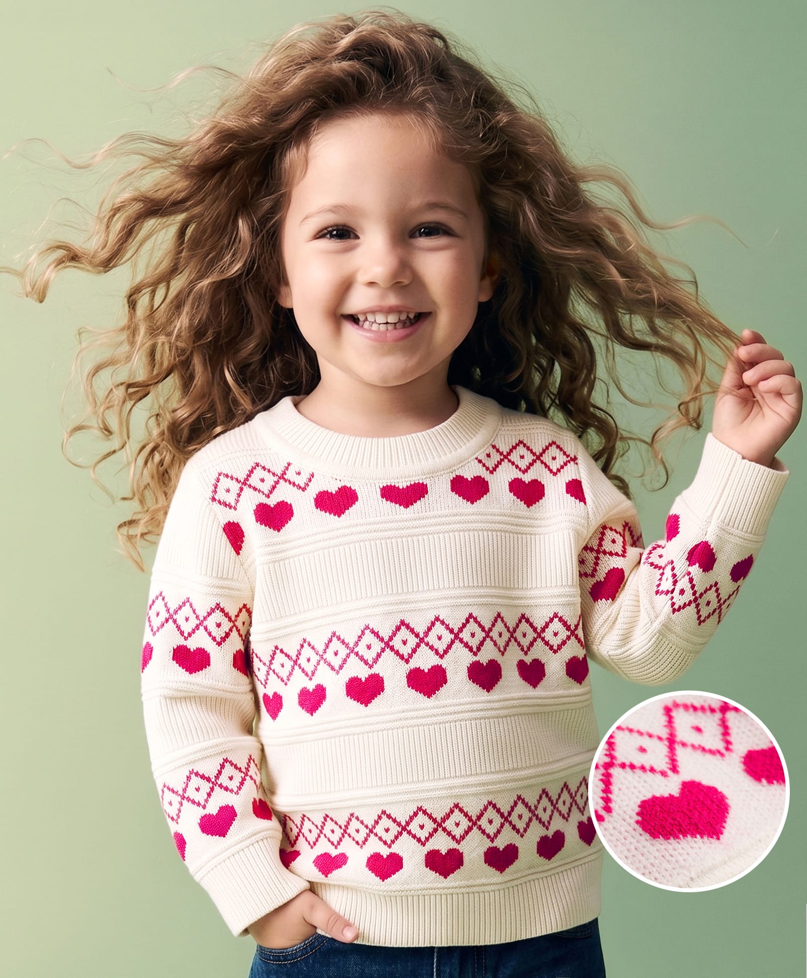 Mark & Mia Knit Full Sleeves Pullovers Heart & Jacquard Design Sweaters - White-picture-37