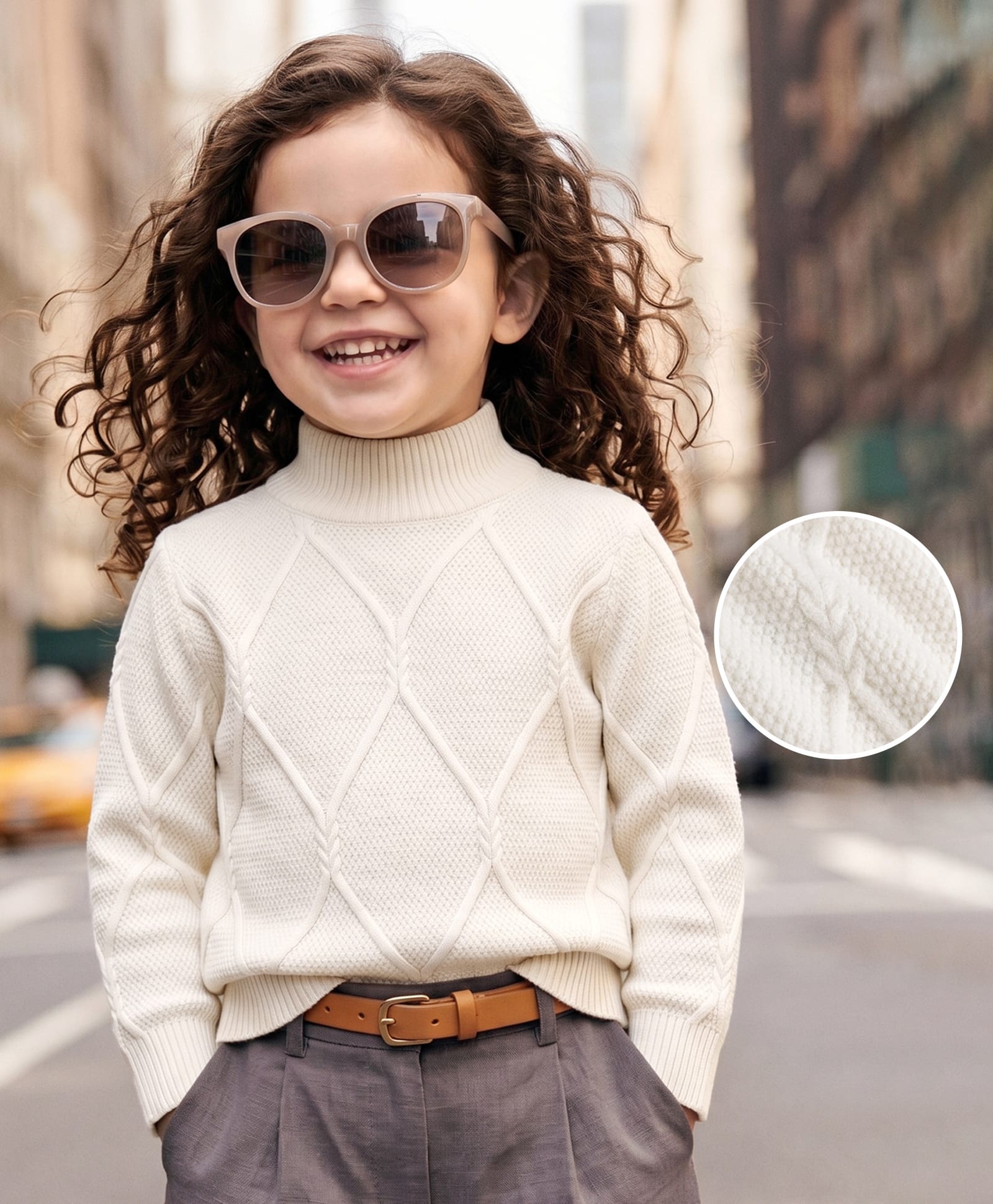 Mark & Mia Knit Full Slevees Pullovers With Cable Knit Structure - White-picture-12