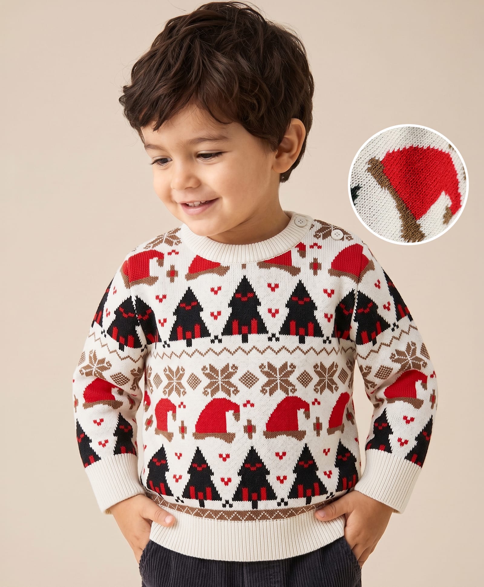 Mark & Mia Knit Full Slevees Pullovers With Jacquard Design - Offwhite-picture-12