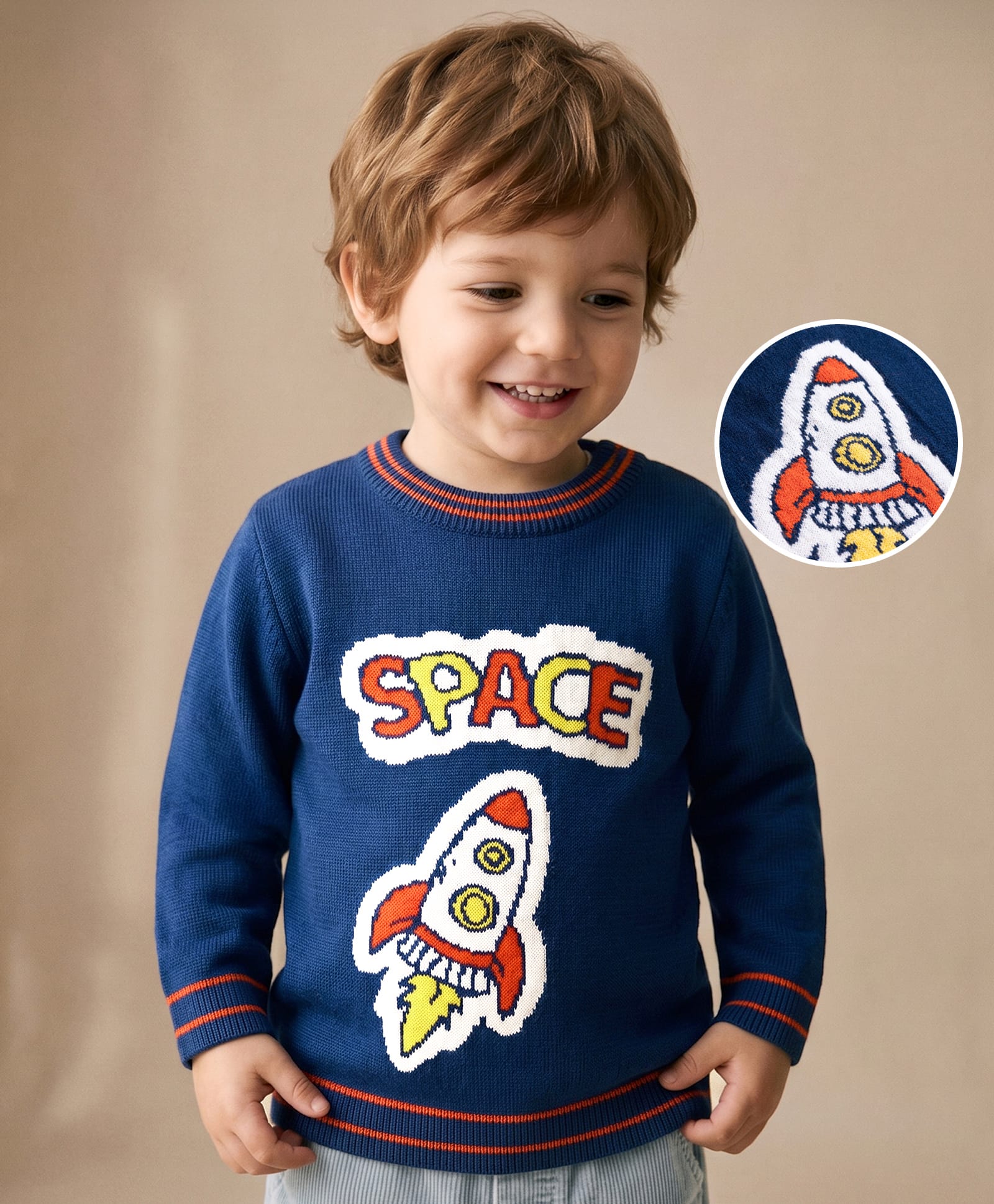Mark & Mia Knit Full Sleeves Jacquard Pullover with Space Design - Navy-picture-17