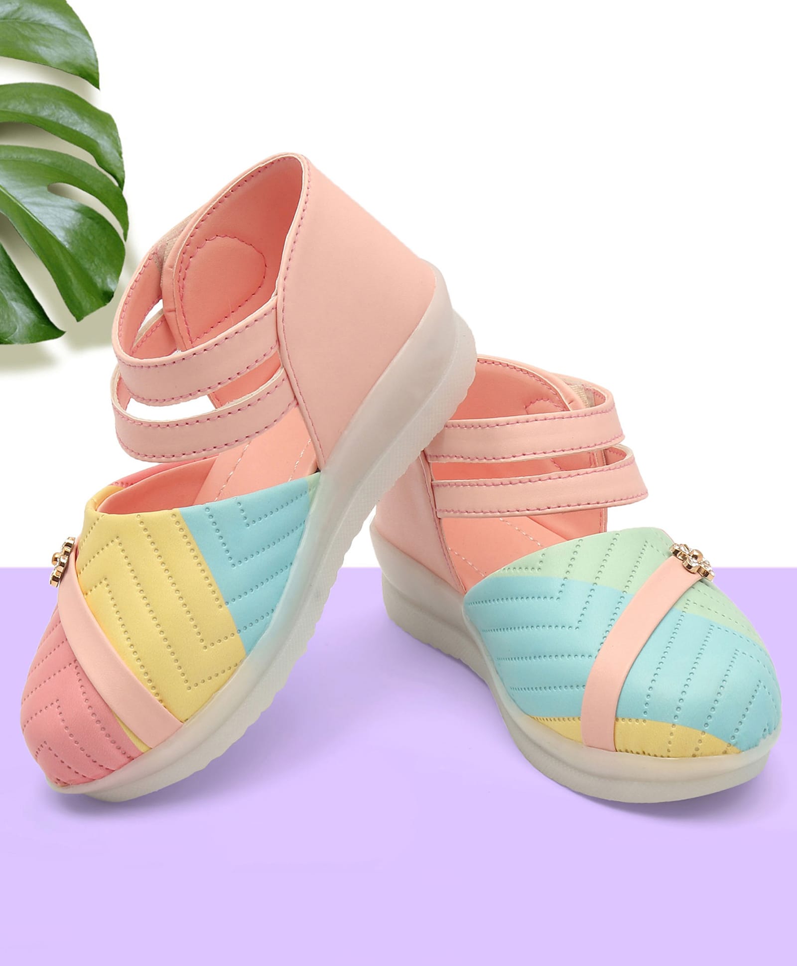 Freeplay Colour Blocked Velcro Closure Sandals - Pink-picture-29