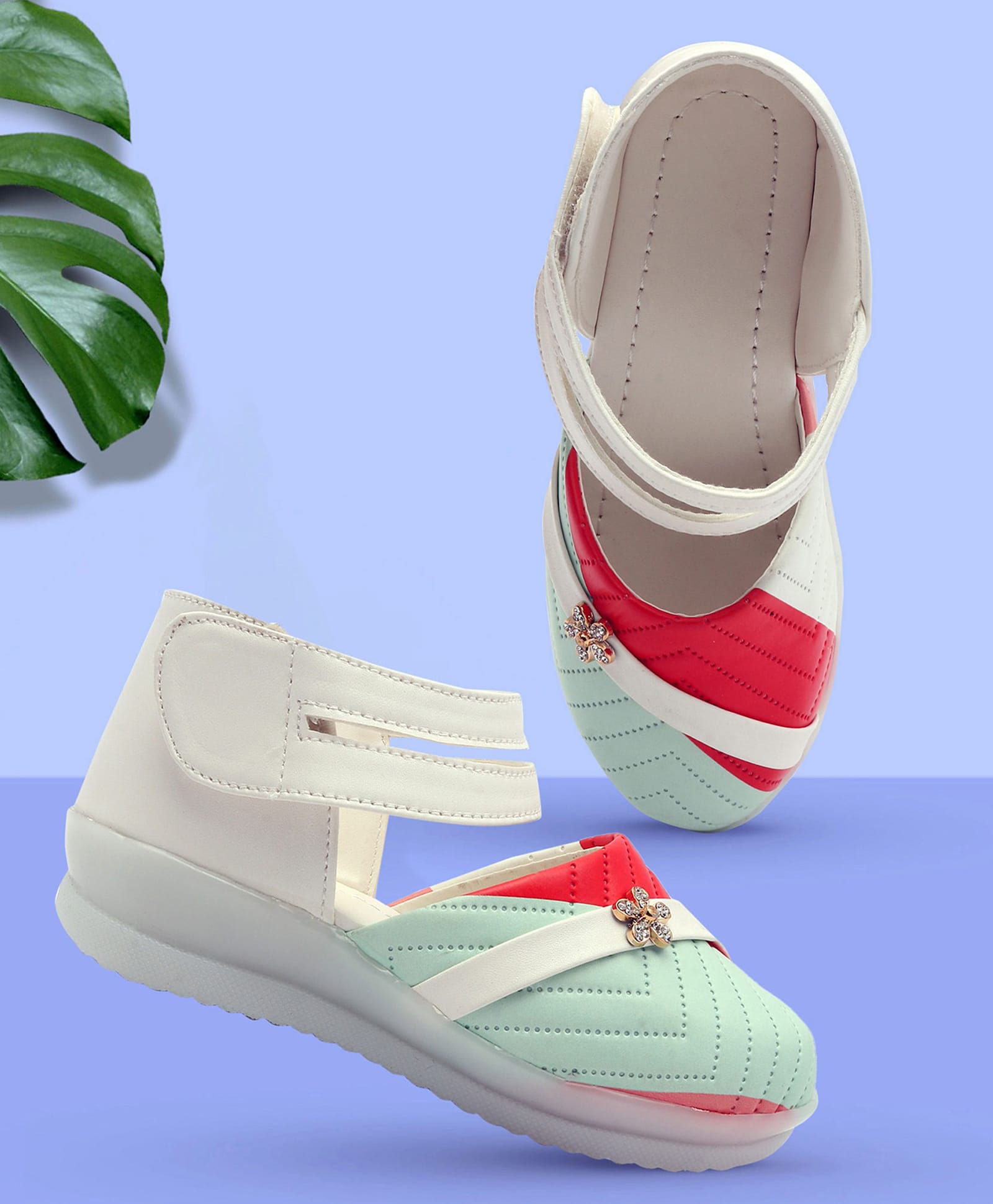 Freeplay Colour Blocked Velcro Closure Sandals - White-picture-40