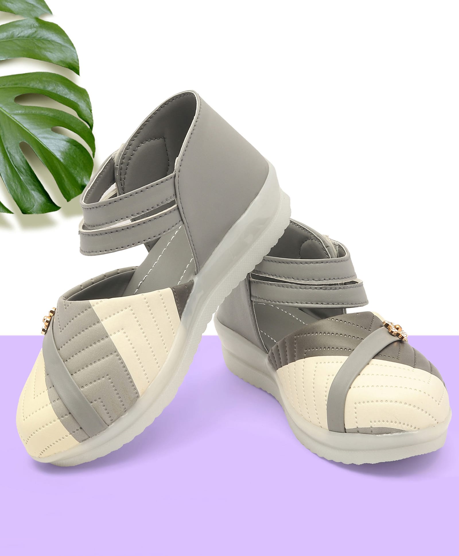 Freeplay Colour Blocked Velcro Closure Sandals - Grey-picture-15