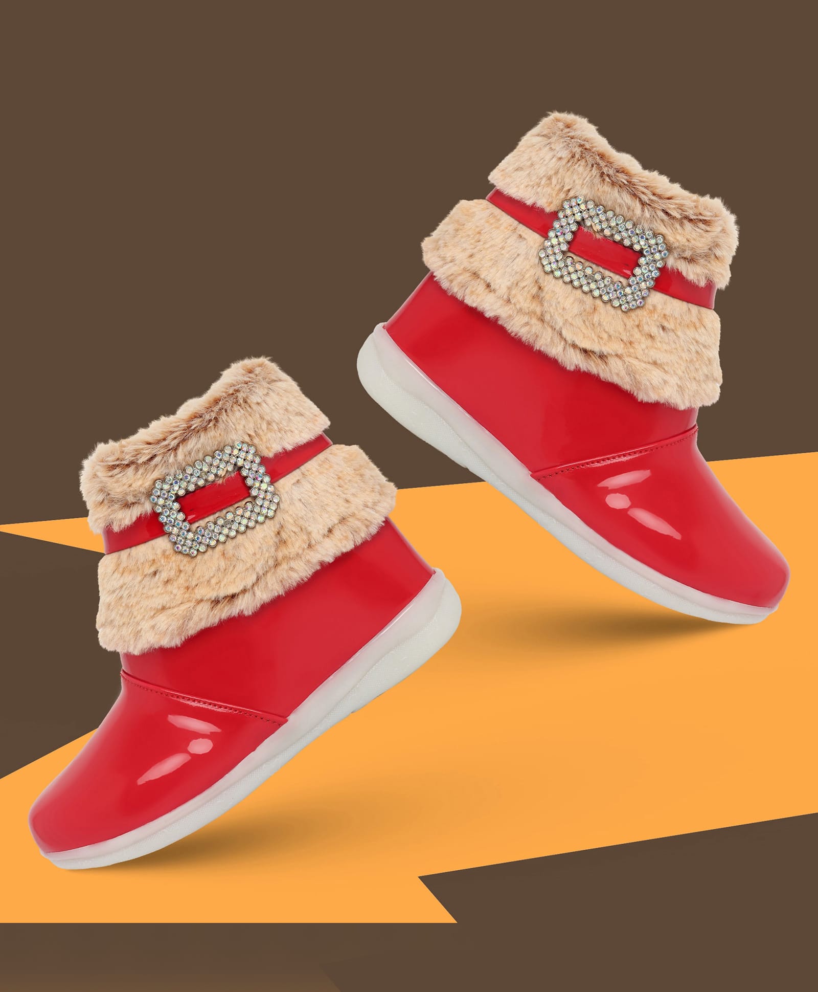 Freeplay Fur Detailed Zip Closure Boots - Red-picture-25