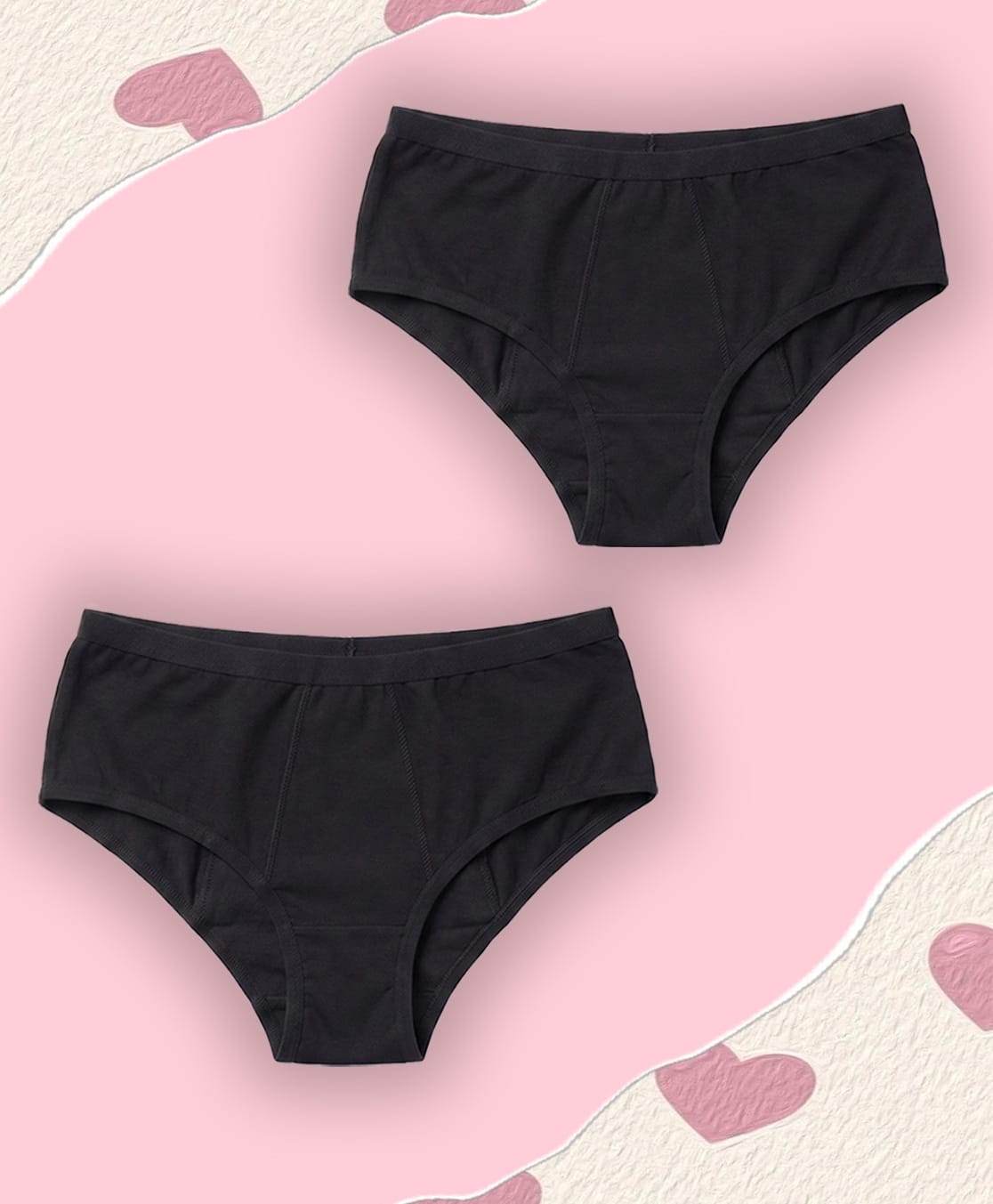 NUSYL Bamboo Fiber Pack Of 2 Solid Period Panties - Black-picture-37