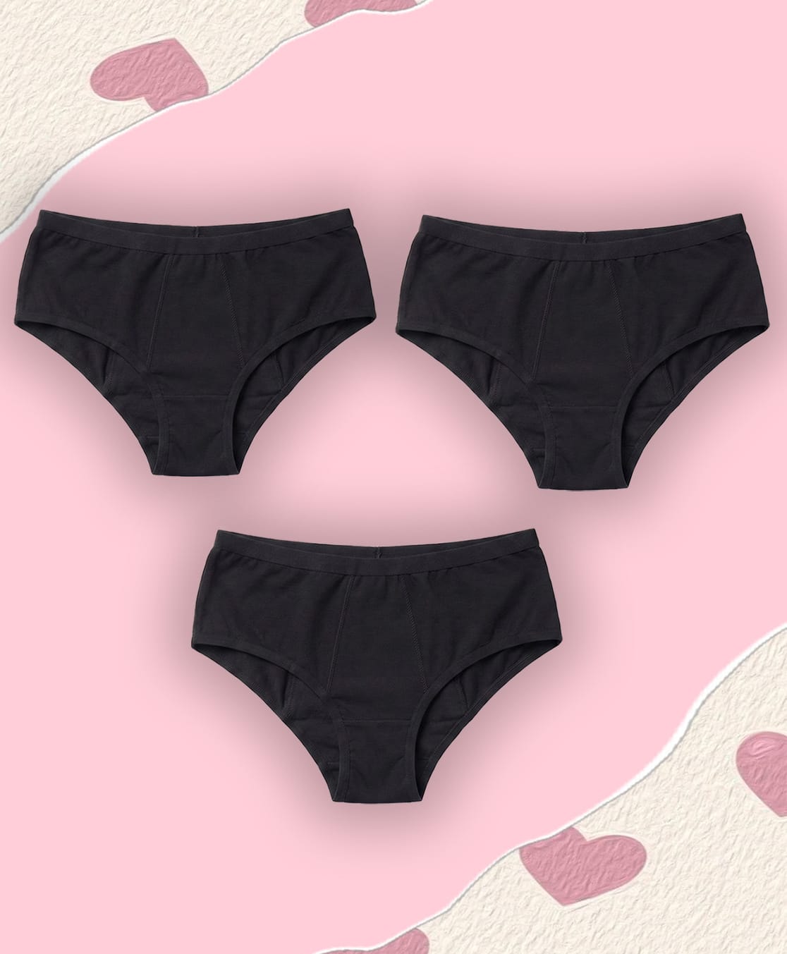 NUSYL Bamboo Fiber Pack Of 3 Solid Period Panties - Black-picture-25