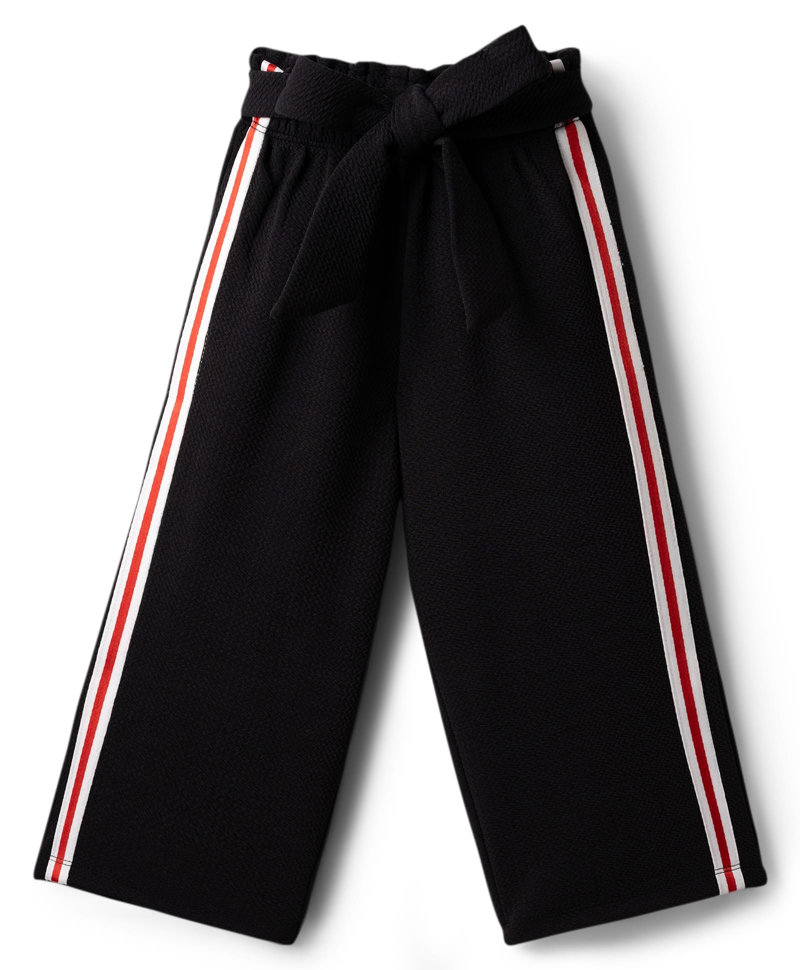 CrayonFlakes Cotton Knit Side Taped & Bow Applique Detailed Pants - Black-image-48