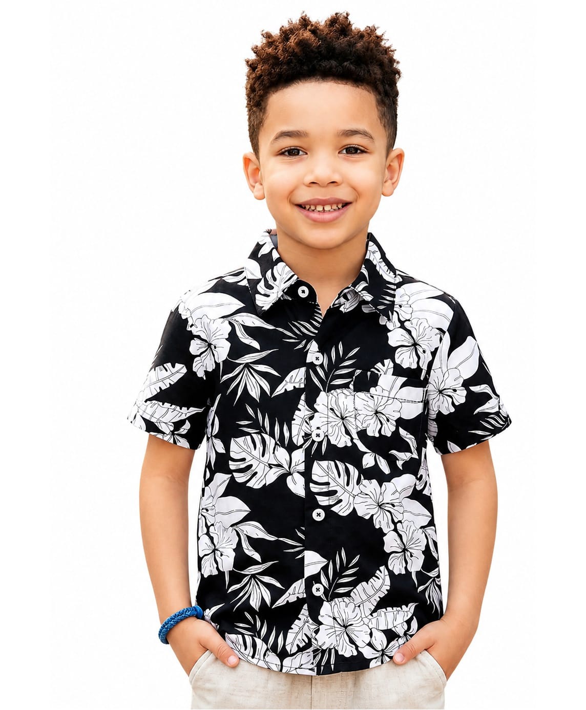 CrayonFlakes Rayon Woven Half Sleeves Floral & Tropical Printed Shirt - Black-image-25