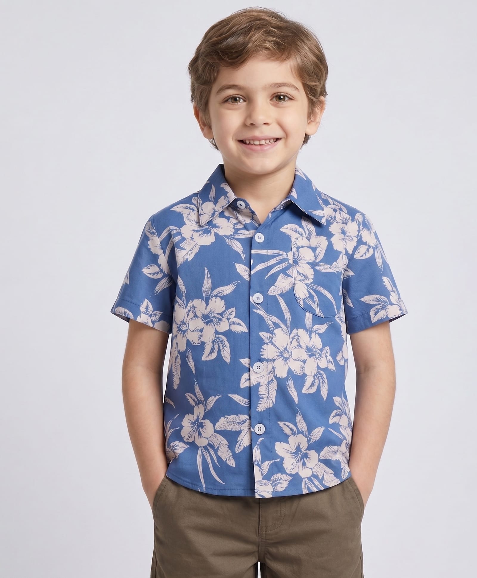 CrayonFlakes Rayon Woven Half Sleeves Floral Printed Shirt - Blue-picture-16
