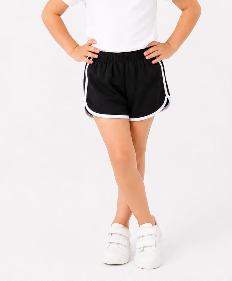 CrayonFlakes Cotton Lycra Knit Solid Taped Sports Shorts - Black-picture-18