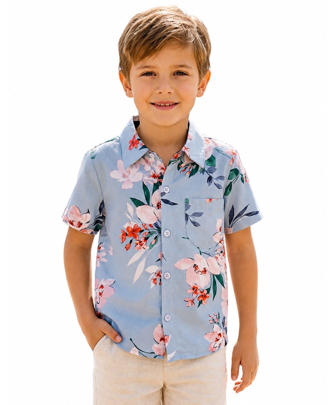 CrayonFlakes Rayon Woven Half Sleeves Floral Printed Shirt - Grey-picture-7