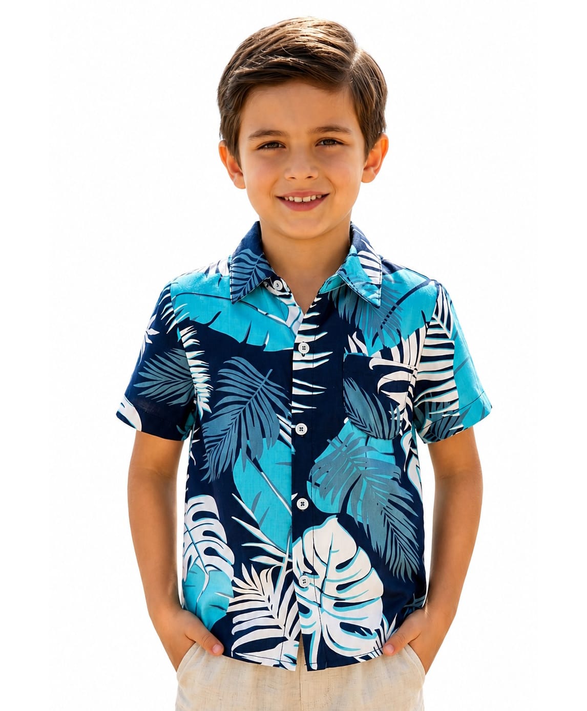 CrayonFlakes Rayon Woven Half Sleeves Shirt with Tropical Print - Black-picture-5