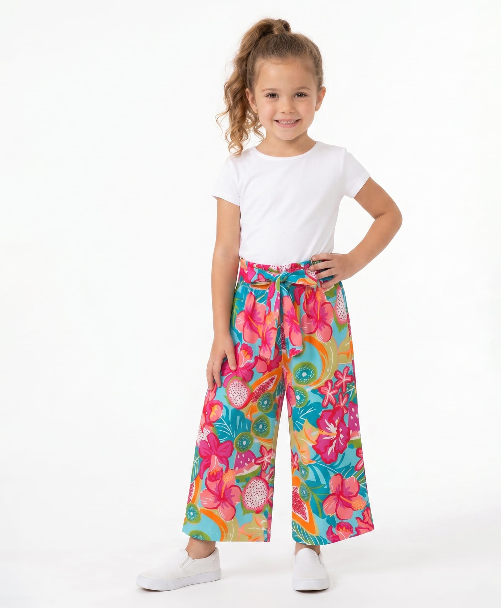 CrayonFlakes Woven Full Length Floral Printed Belted Palazzo - Mint-picture-23
