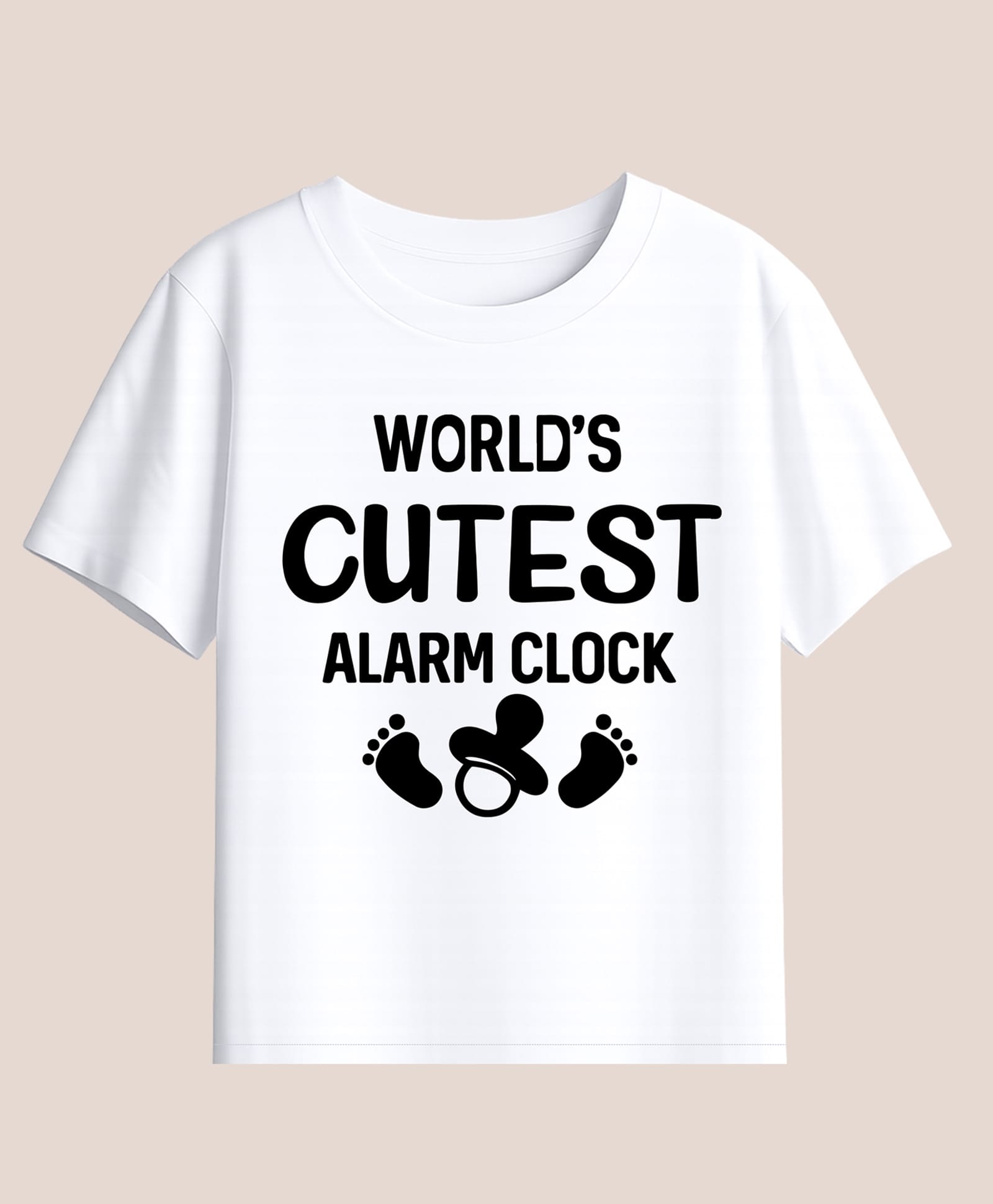 BLUSHES 100% Cotton Knit Half Sleeves Worlds Cutest Alarm Clock Text Printed Tee - White-image-49