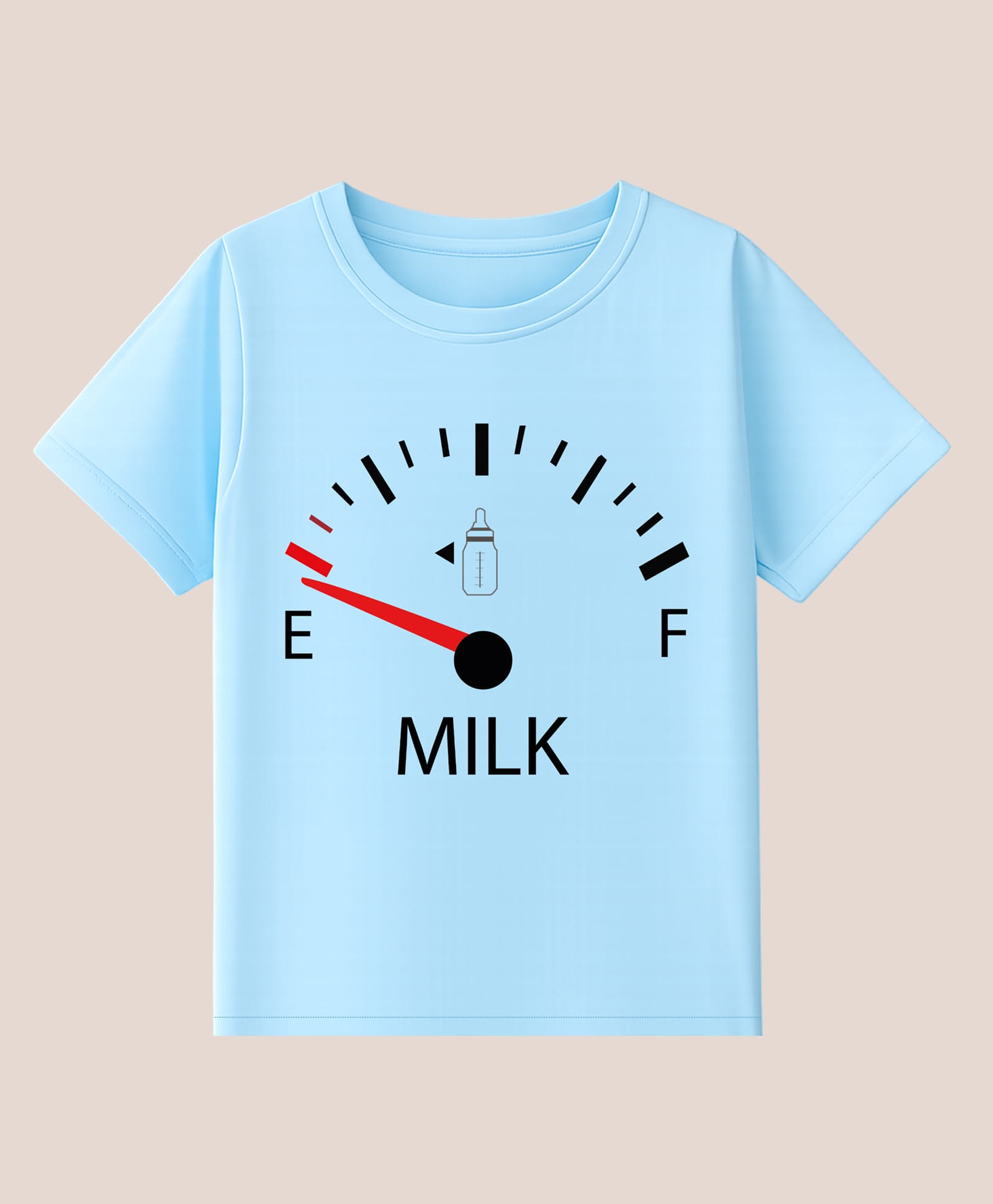 BLUSHES 100% Cotton Knit Half Sleeves Fuel Meter Milk Text Printed Tee - Aqua Blue-image-0