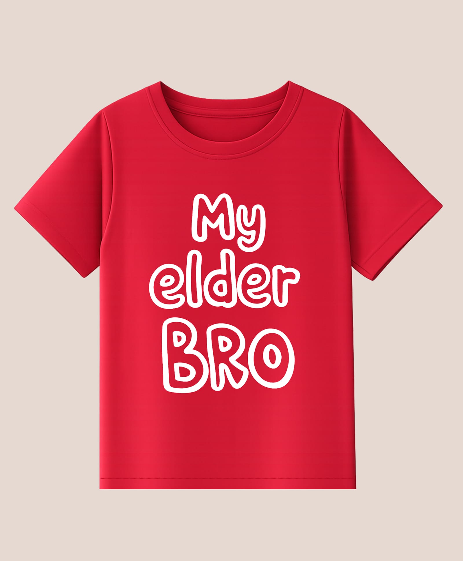 BLUSHES 100% Cotton Knit Half Sleeves My Elder Bro Text Printed Tee - Red-image-31