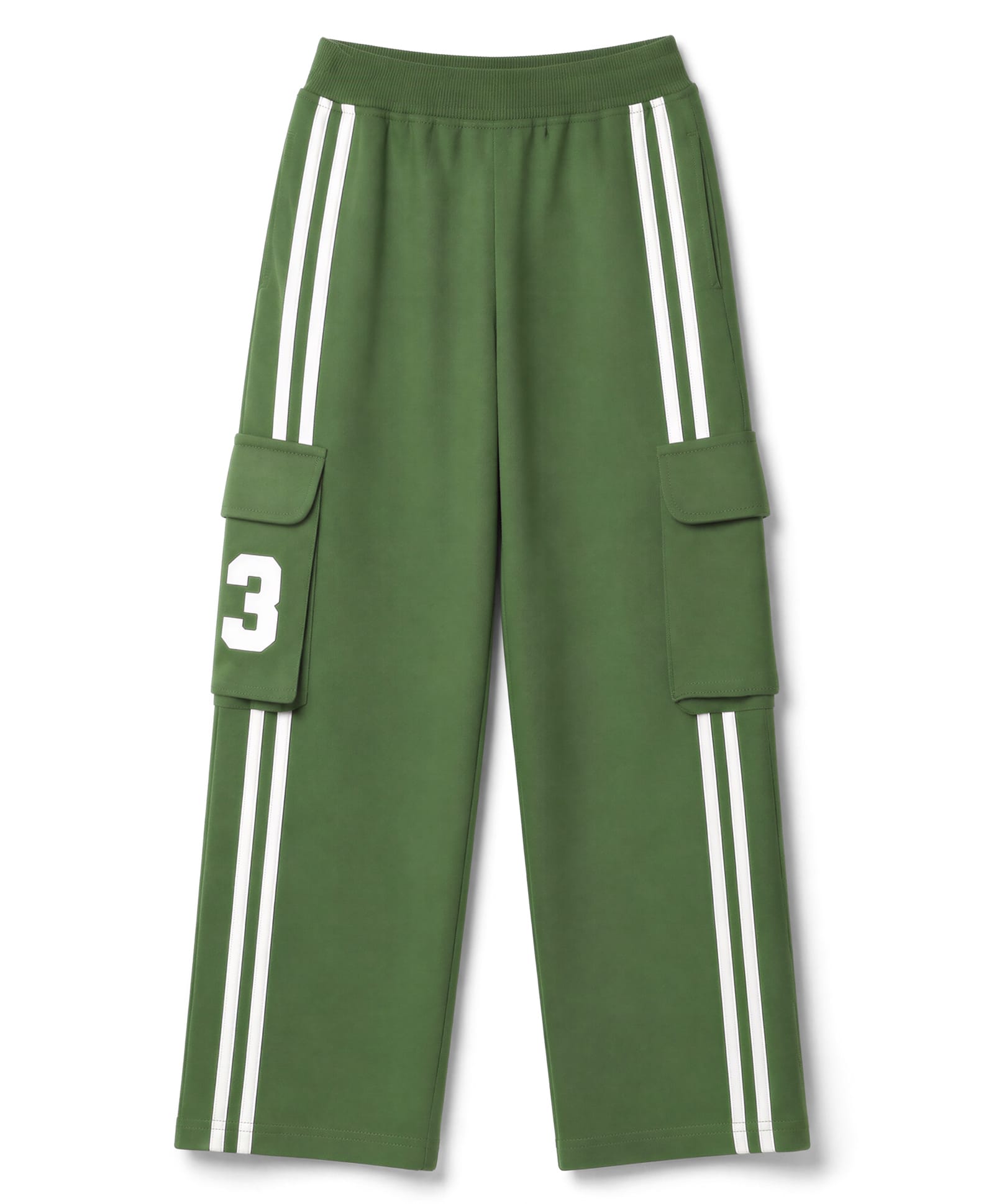 Pine Kids Cotton Knit Full Length Striped Lounge & Track Pant With Side Pockets - Olive Green-picture-17