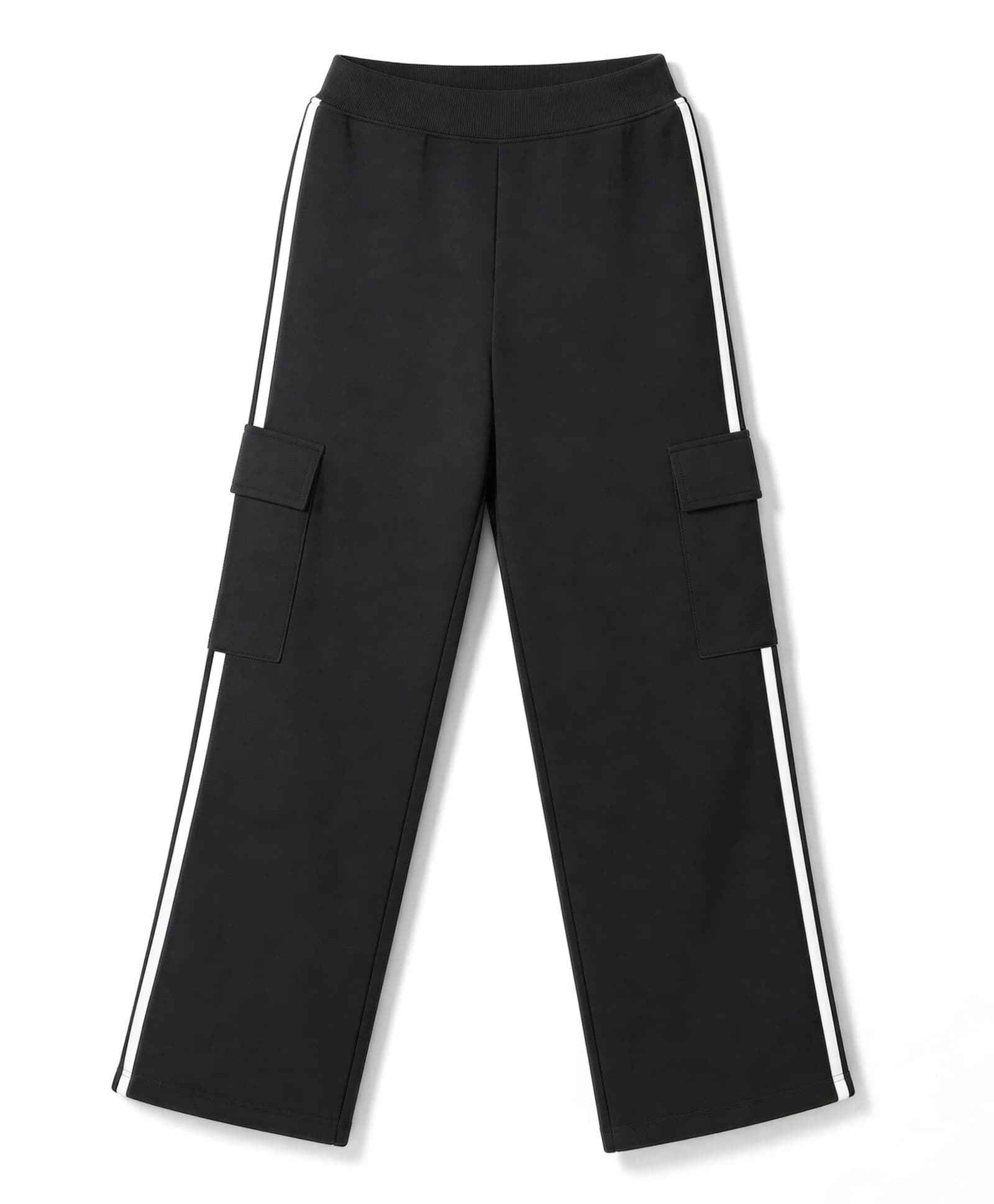 Pine Kids Knit Full Length Solid Lounge Pant With Tape Detailing -Black-picture-26