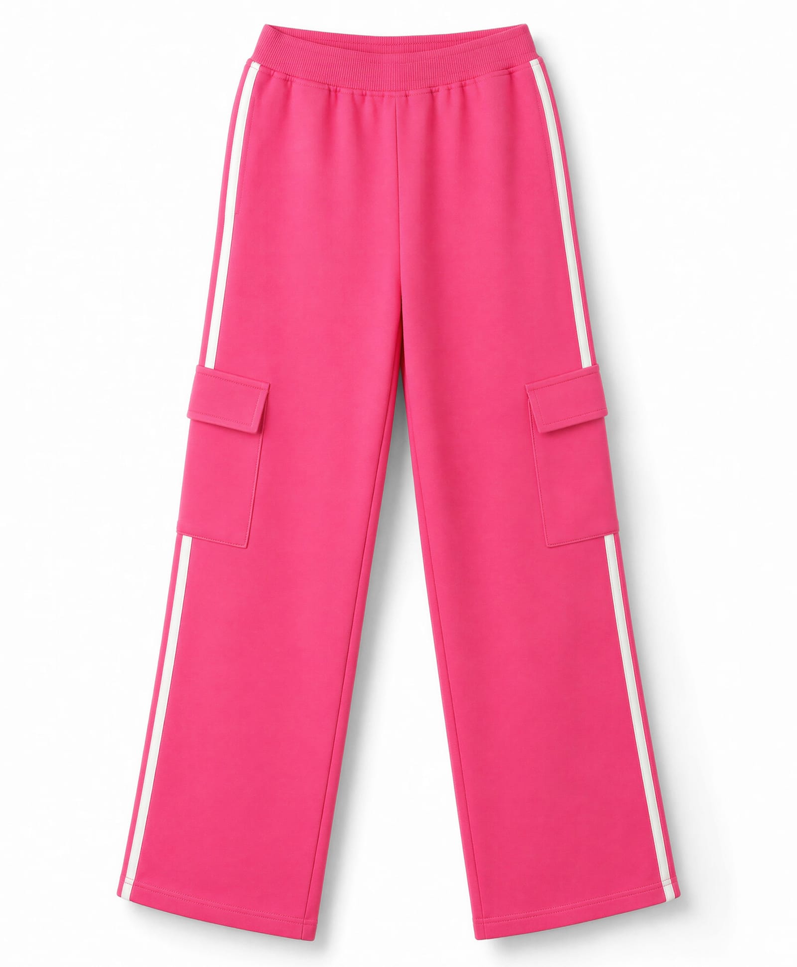 Pine Kids Knit Full Length Solid Lounge Pant With Tape Detailing - Dark Pink-picture-12