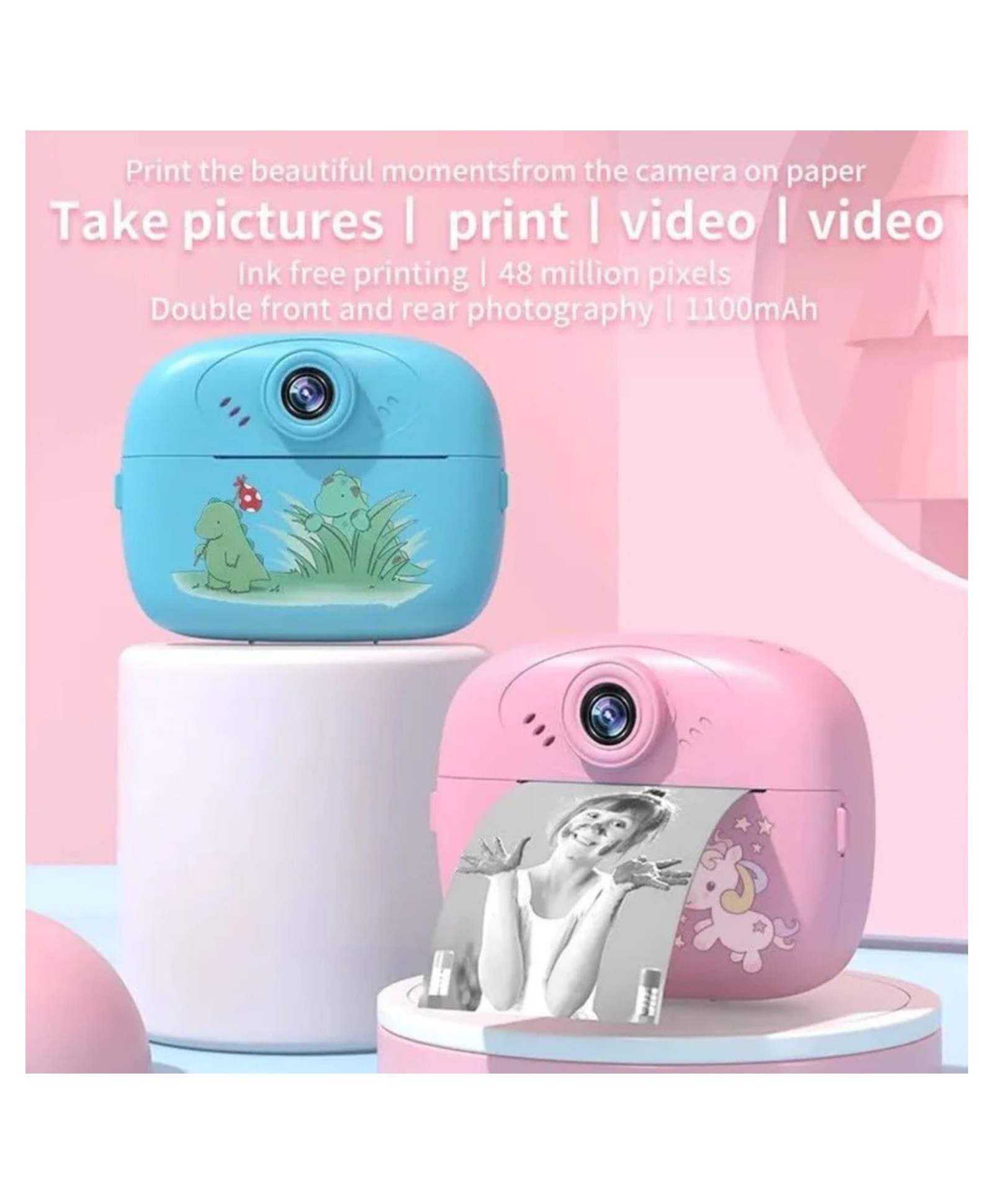 YAMAMA Multifunctional Kids 2.0 IPS Display Dual Camera Resolution with Thermal Ink-Free Printing with Paper Roll, Video Recording Portable Gadget, Digital Camera for Kids - Color May Vary-picture-14