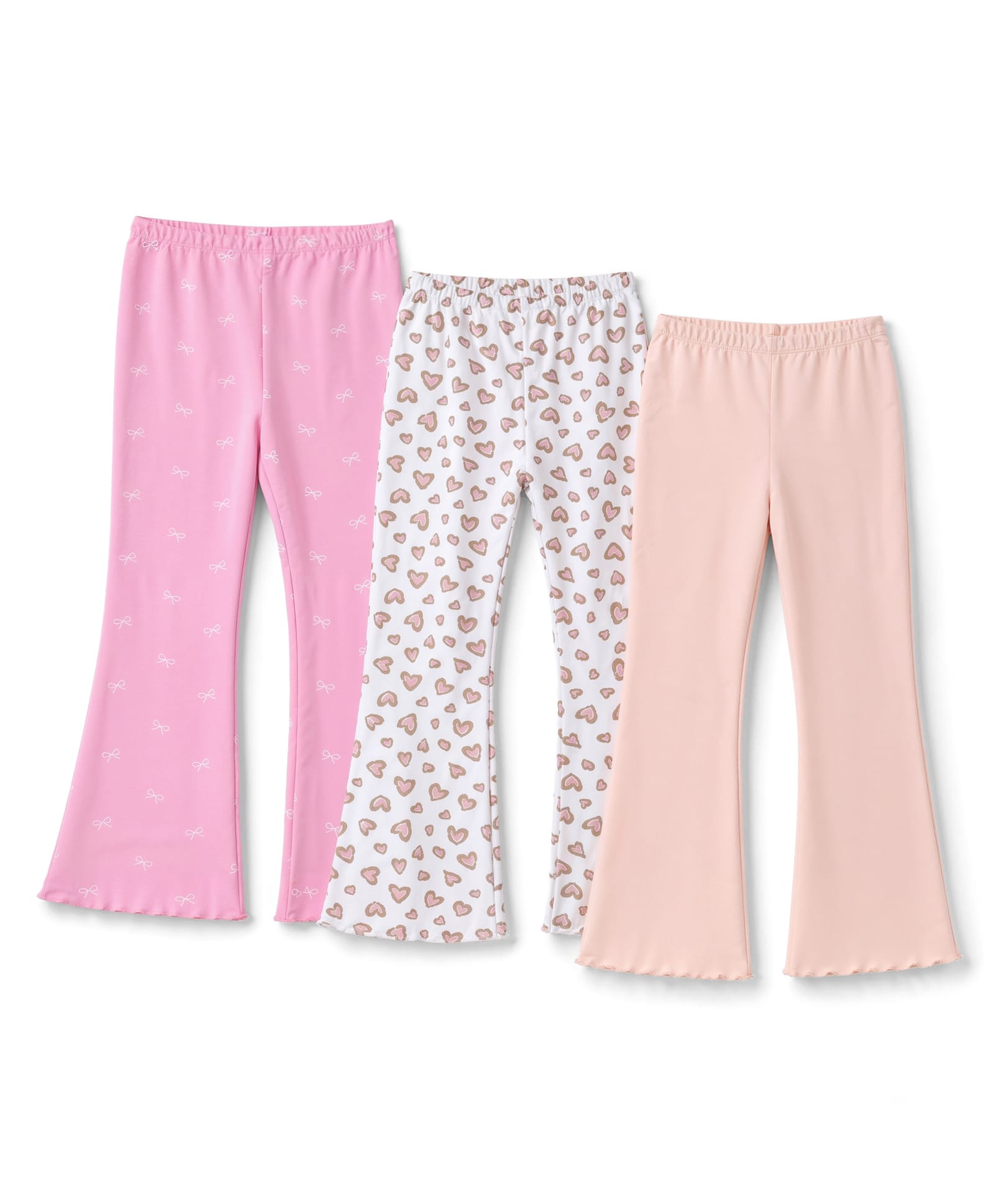 Babyhug Cotton Lycra Knit Full Length Leggings With Bow & Heart Print - Light Pink & White-image-12