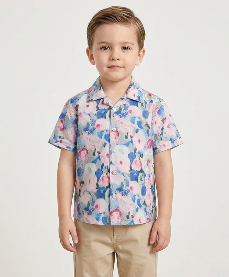 Rikidoos Cotton Woven Half Sleeves Floral Printed Shirt - Light Pink-picture-14