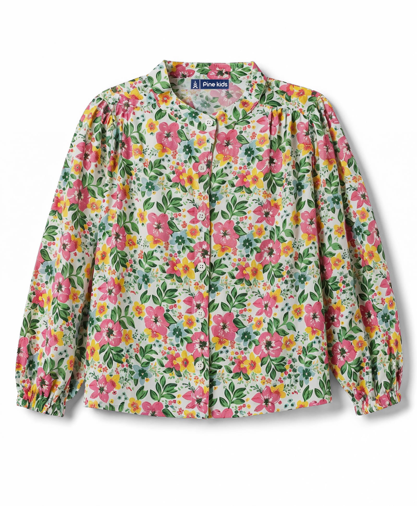Pine Kids Viscose Woven Full Sleeves Floral Printed Top - Light Green-picture-14