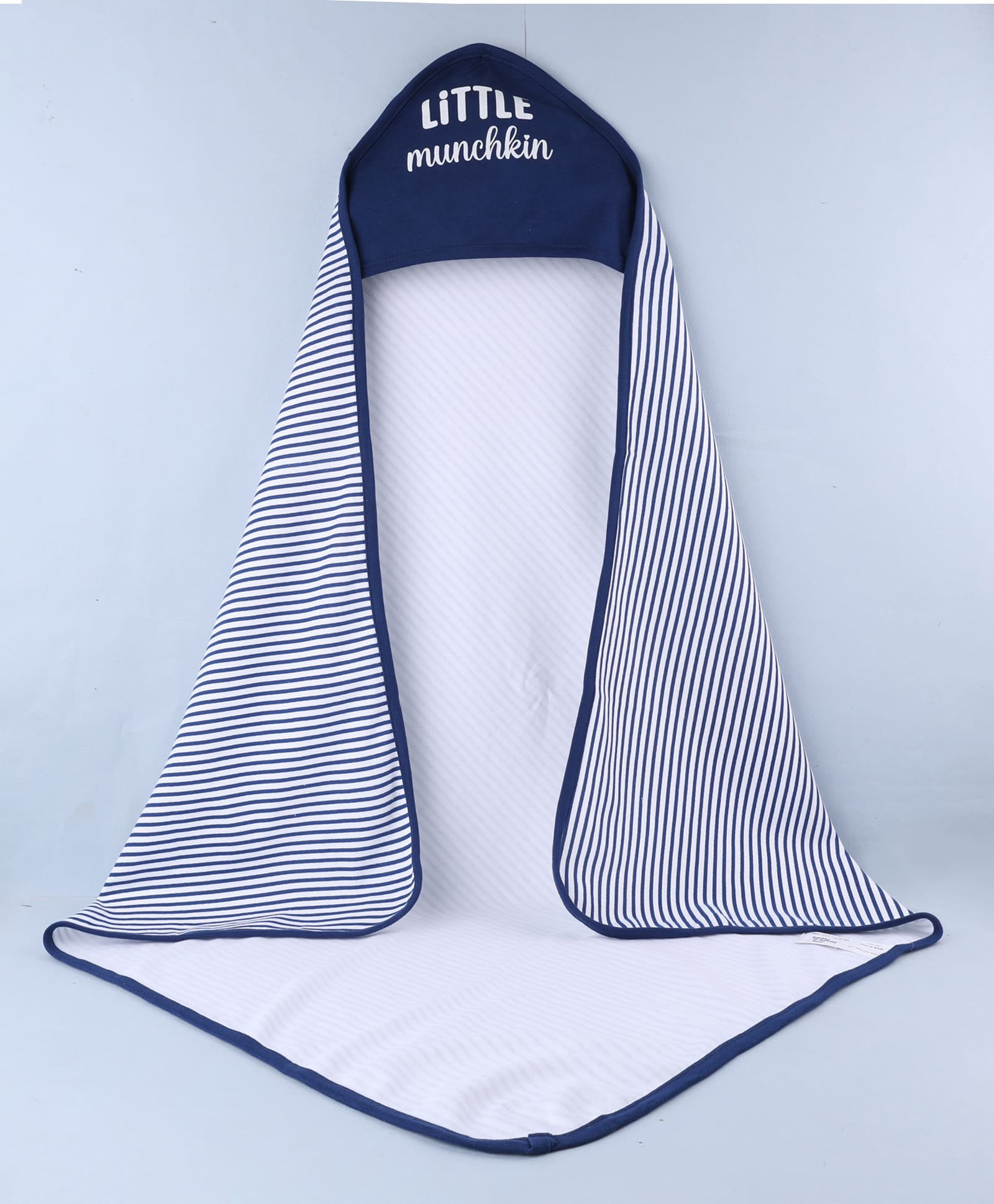 Doodle Poodle 100% Cotton Interlock Knit Striped Hooded Text Printed Bath Towel t L 83 x B 82 cm - Navy Blue-image-31