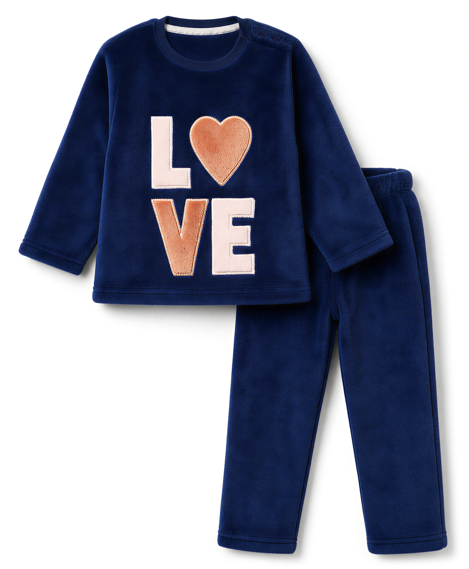 Babyhug Full Sleeves Fur Woven Full Length WInter Wear Suit With Text Print - Navy Blue-image-13