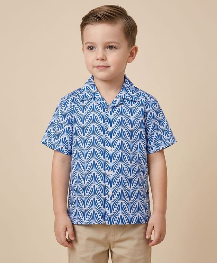 Rikidoos Cotton Woven Half Sleeves Abstract Printed Shirt - Blue-picture-26