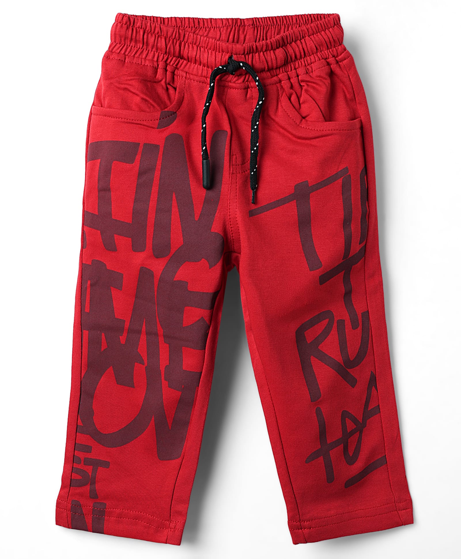 Olio Kids Sinker Knit Full Length Text Printed Lounge Pant - Maroon-picture-16