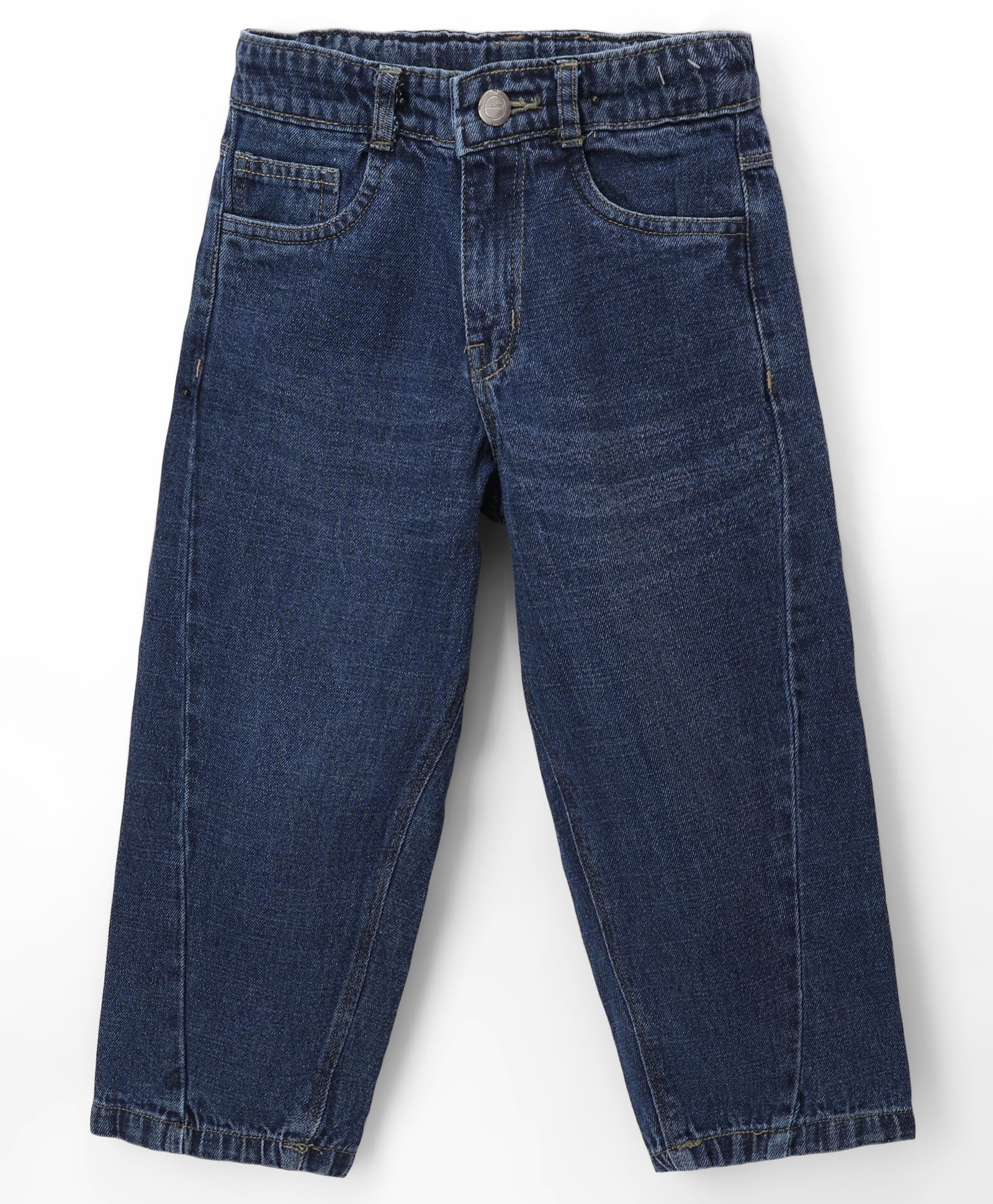 Olio Kids Denim Woven Full Length Solid Jeans with Cut & Sew Design - Navy Blue-picture-37