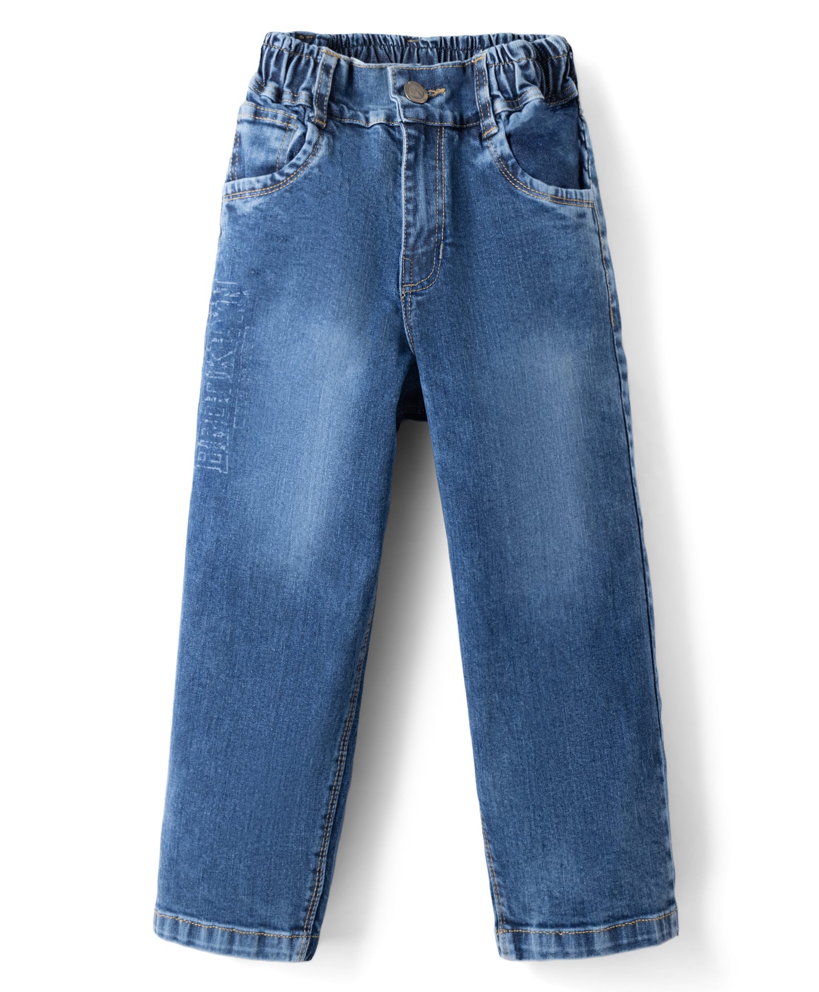 Olio Kids Denim Woven Full Length Solid Color Jeans - Light Blue-picture-34