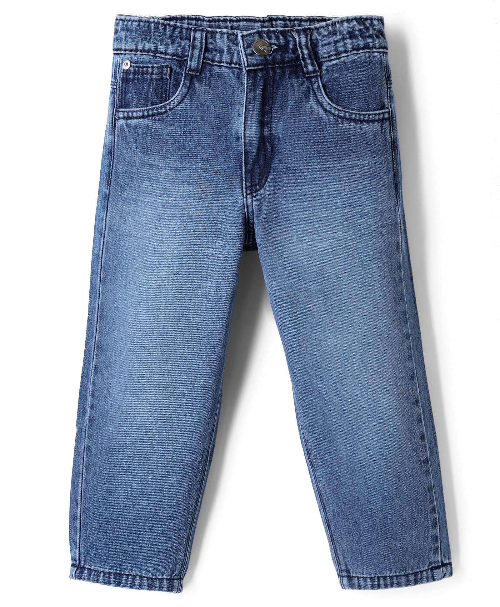 Olio Kids Denim Woven Full Length Solid Jeans - Blue-picture-28