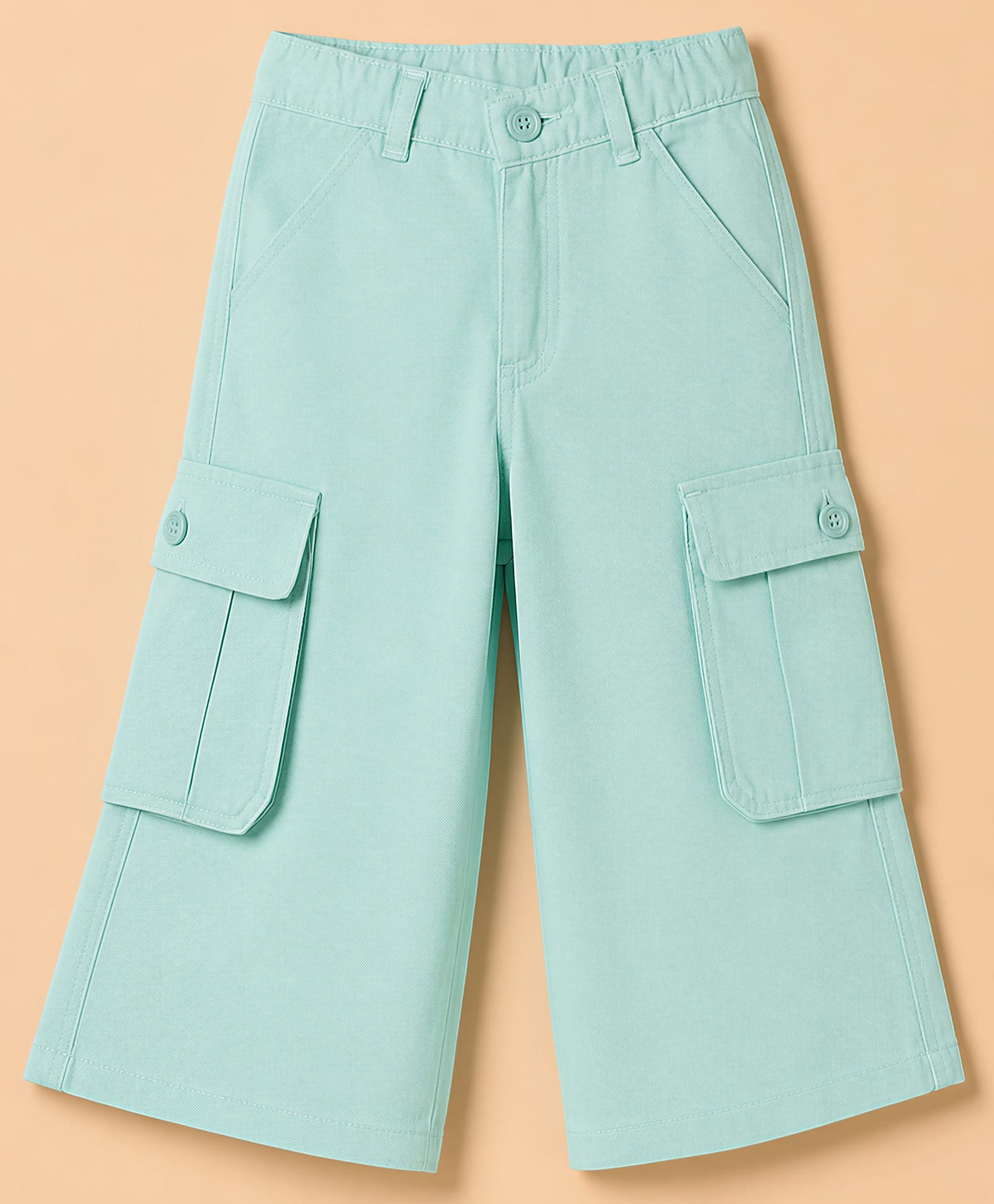 Olio Kids Cotton Woven Full Length Solid Colour Trouser - Sea Green-picture-37