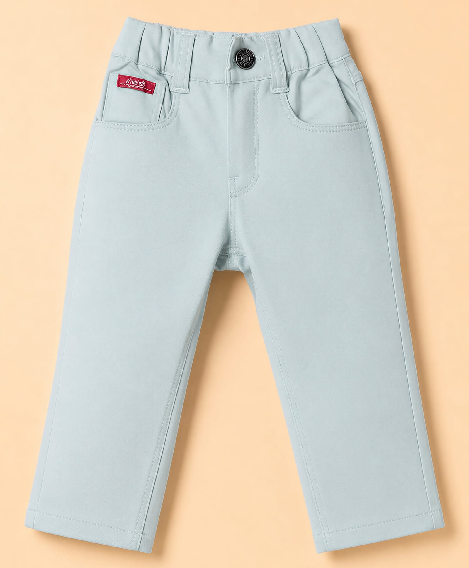 Olio Kids Cotton Woven Full Length Solid Colour Trouser - Light Blue-picture-35