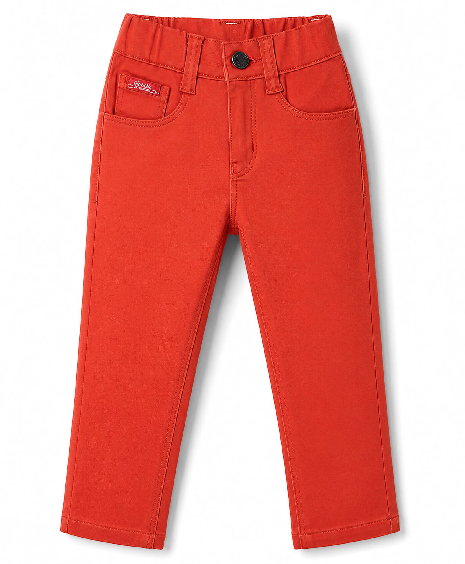 Olio Kids Cotton Woven Full Length Solid Colour Trouser - Rust Orange-picture-28