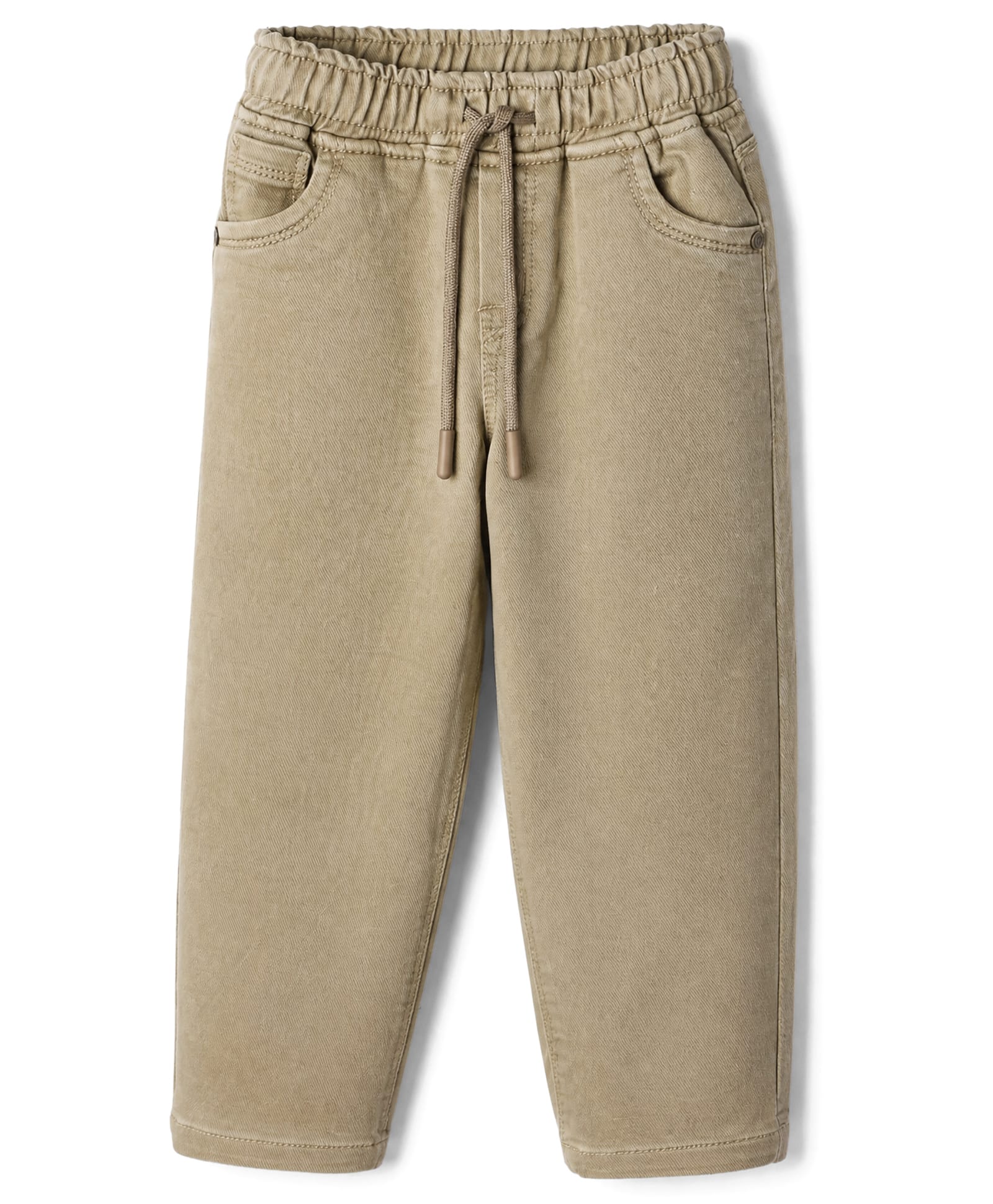 Olio Kids Cotton Woven Full Length Trouser with Elasticated Pull Ons in Tan-picture-4