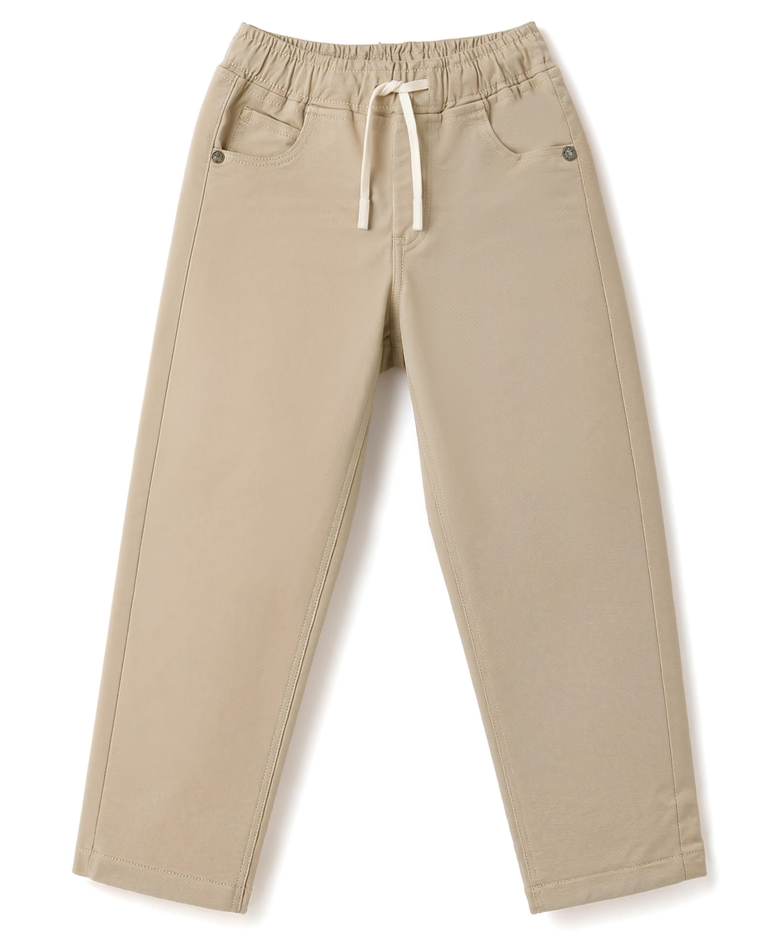 Olio Kids Cotton Woven Full Length Soild Trouser - Cream-picture-16