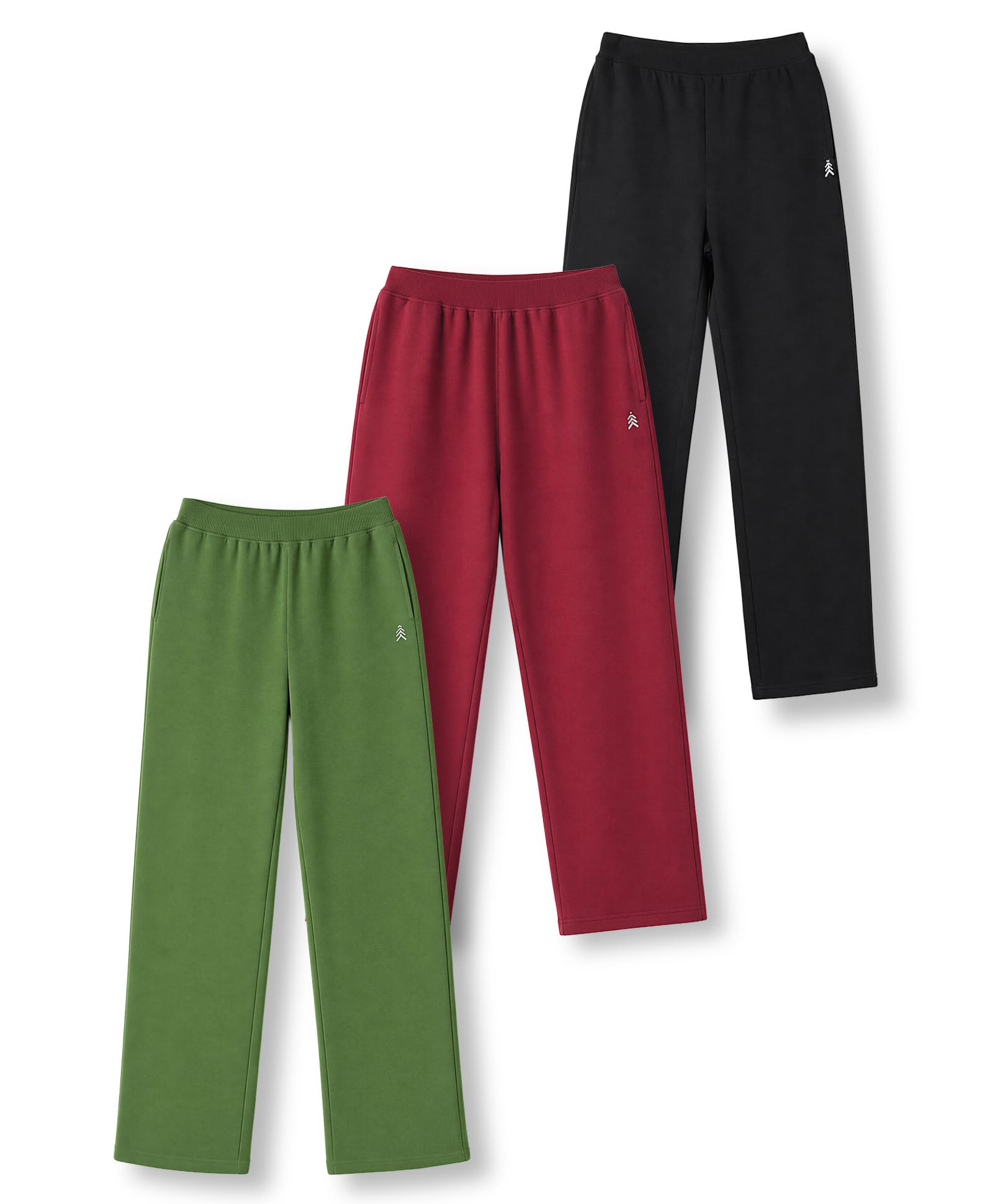 Pine Kids Knit Full Length Solid Lounge Pants Pack Of 3 - Green Maroon & Black-image-3