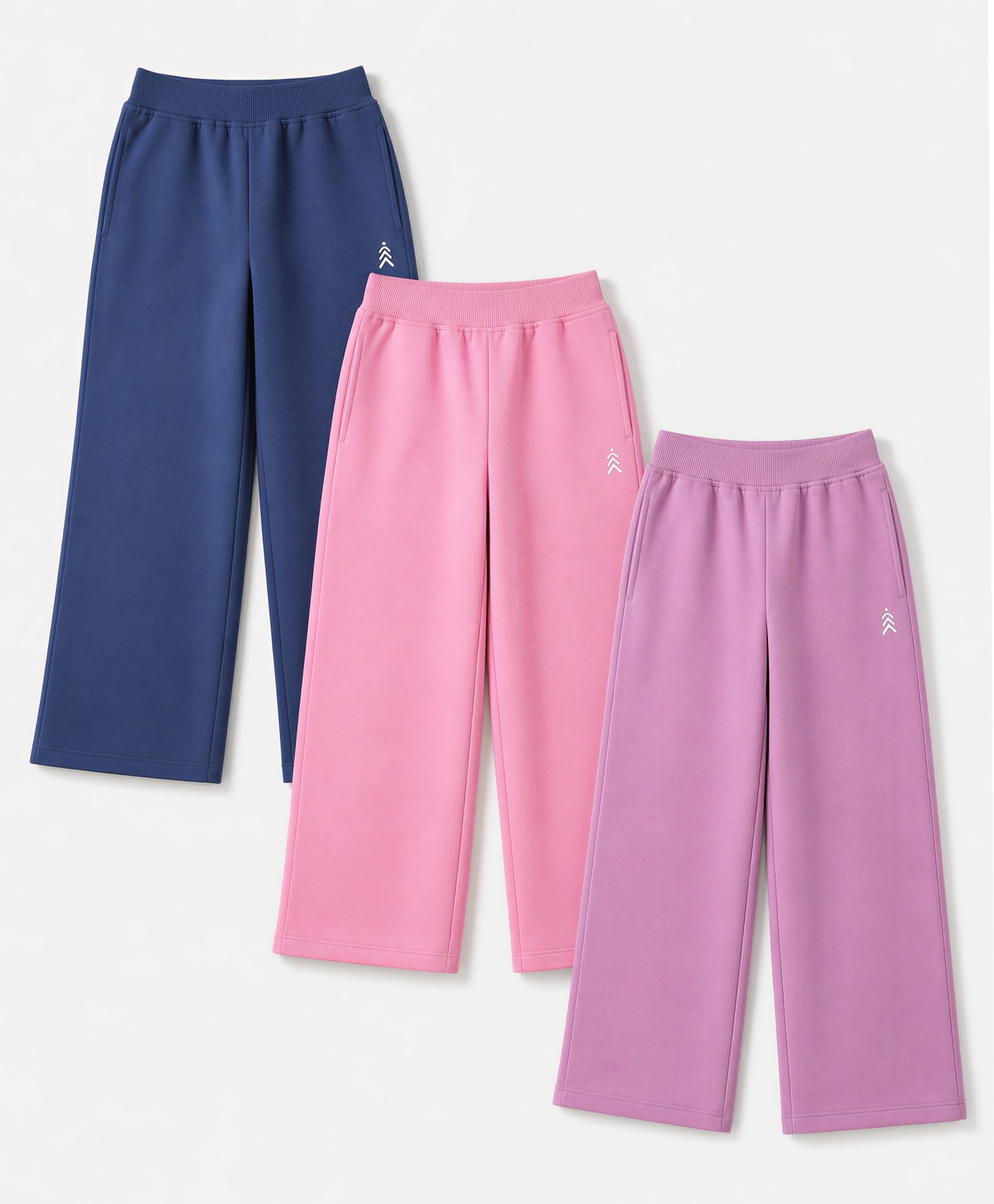 Pine Kids Knit Full Length Solid Lounge Pants Pack Of 3 - Pink Lilac & Navy Blue-image-21