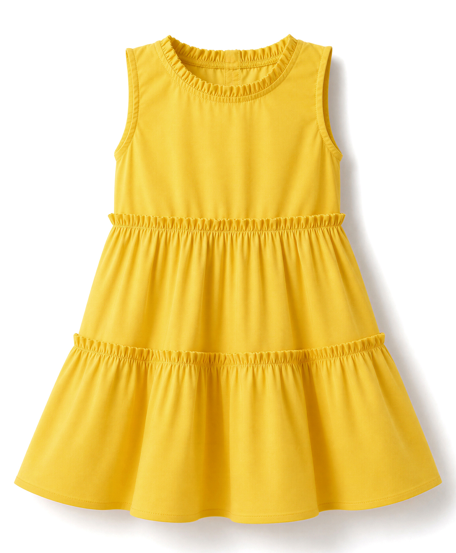 kookie kids india Kookie Kids Cotton Fabric Woven Sleeveless Solid One Piece Dress - Yellow-picture-14