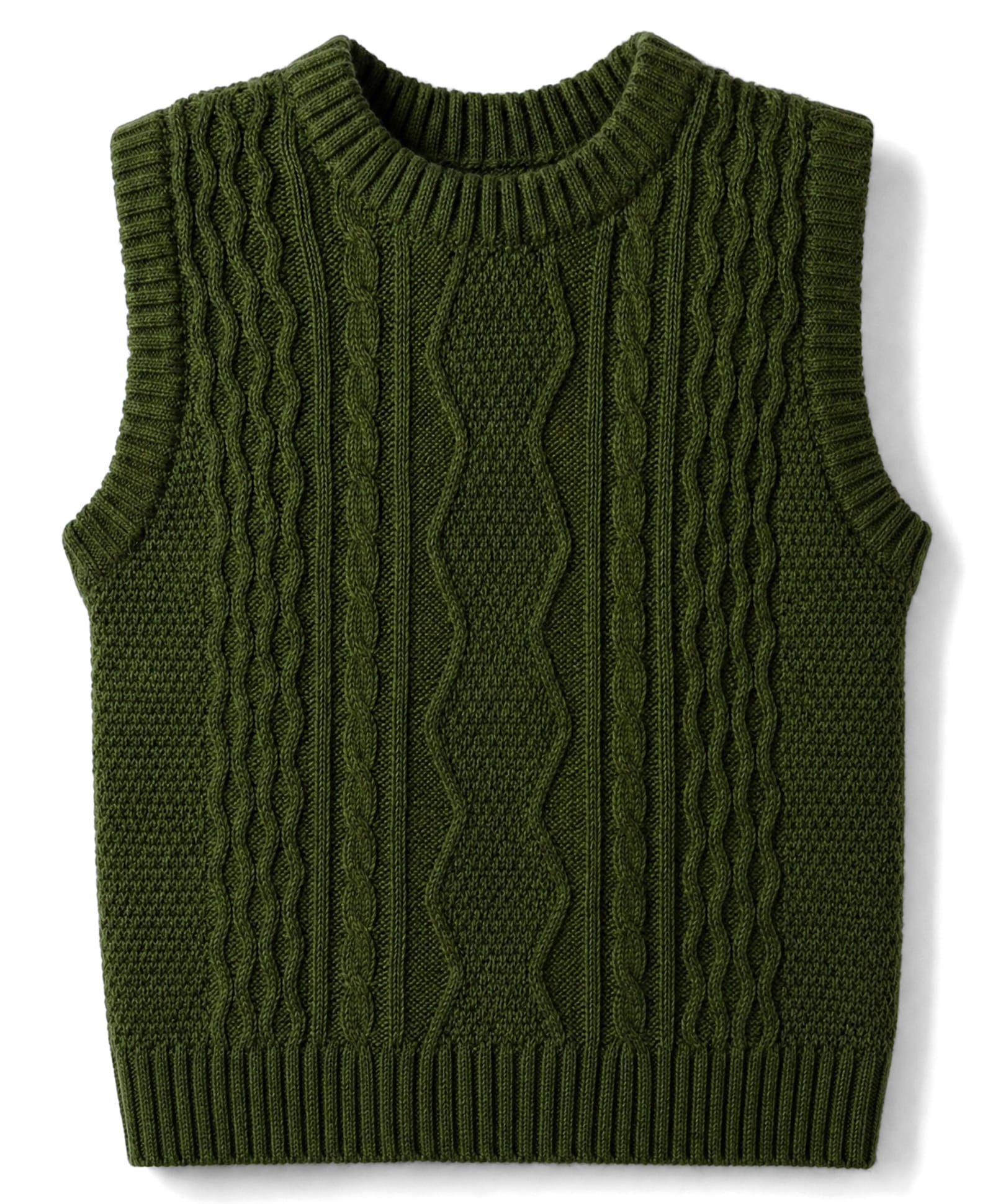 Doodle Poodle Knit Light Weight Looper Sleeveless Pullover with Cable Knit Design - Dark Green-picture-41