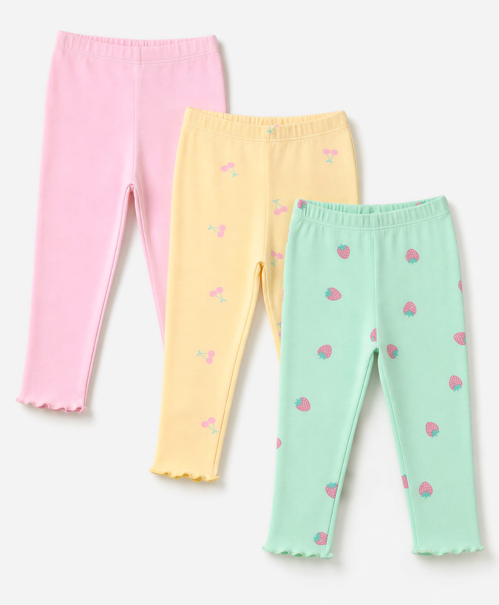 Babyhug Cotton Lycra Knit Full Length Leggings With Fruits Print - Pink, Orange & Green-image-13