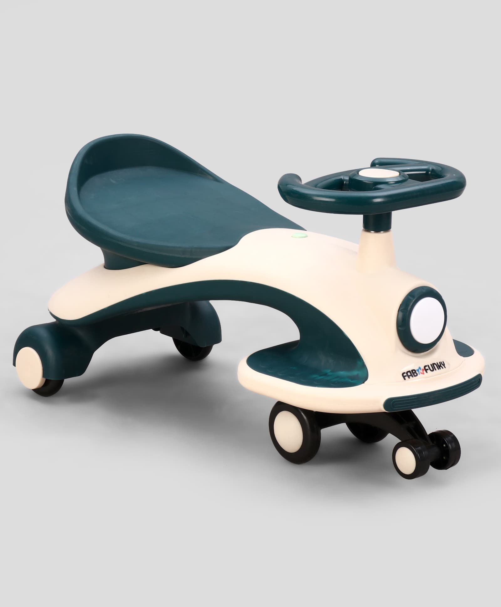Magic Swing Car for Kids with PU Wheels | Self-Driven Ride-On Toy Car| No Battery, Pedals or Charging for Riding| Wiggle Car for Boys & Girls| Led Headlight - Beige & Dark Green-image-47