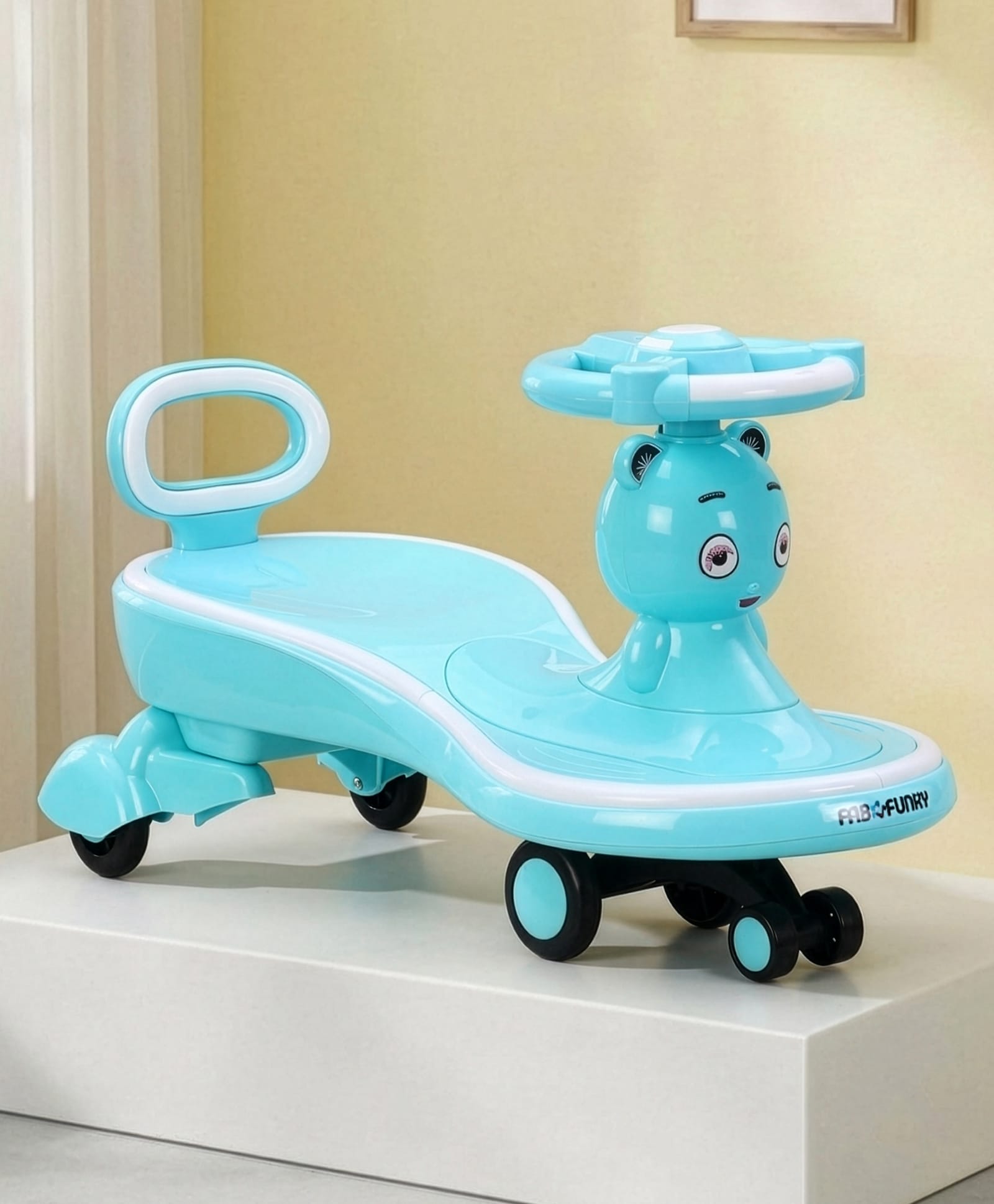fab n funky Doll Shape Swing Car for Kids with LED Lights - Green| Built for Rough Play| Encourages Physical Activity| Easy to Assemble| For Kids of 1 to 6 years| Activity Gifting for Boys & Girls - Blue-picture-23