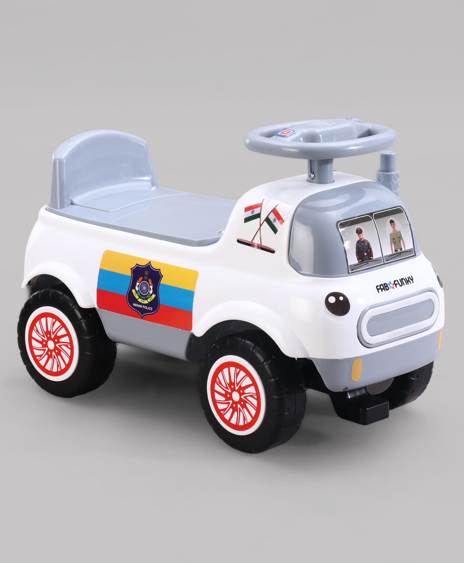 fab n funky Ride on Car for Kids with Music - White| Foot-to-Floor Operation| Push Car with Backrest| Under Seat Storage| Comfortable Seat| Ride-On for 13 Years Kids-picture-33