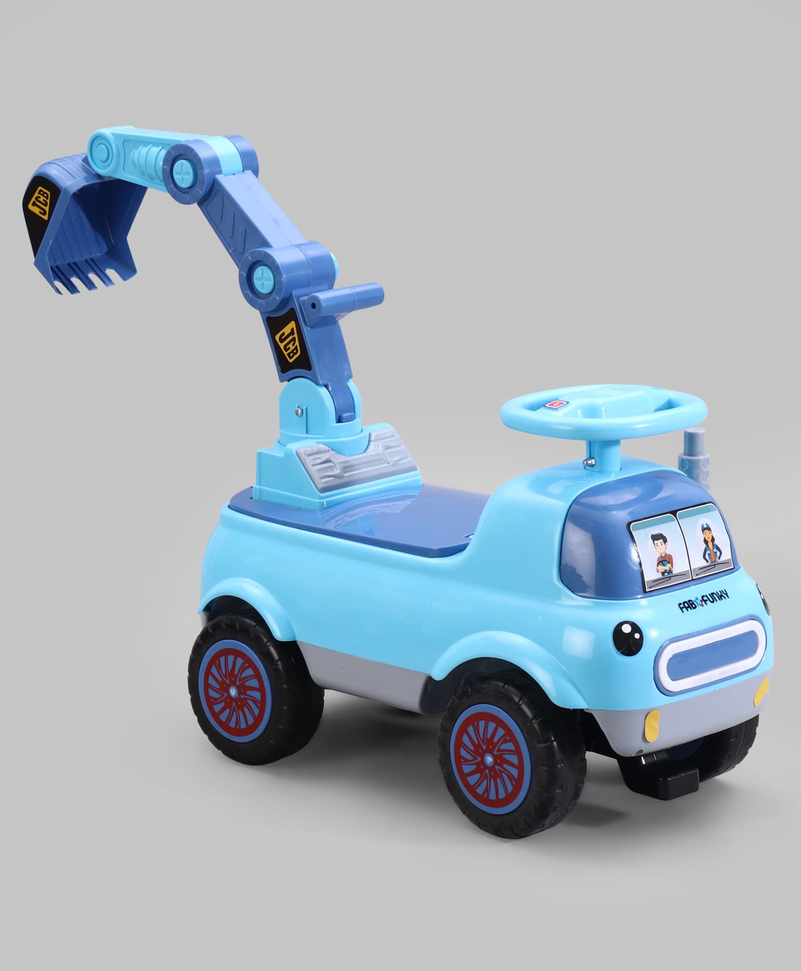JCB Construction Manual Ride-On Toy Truck - Dark Blue| Engineering Vehicle| Foot-to-Floor Operation| Push Car with Steering| Comfortable Seat| Underseat Storage| for Boys & Girls-image-2